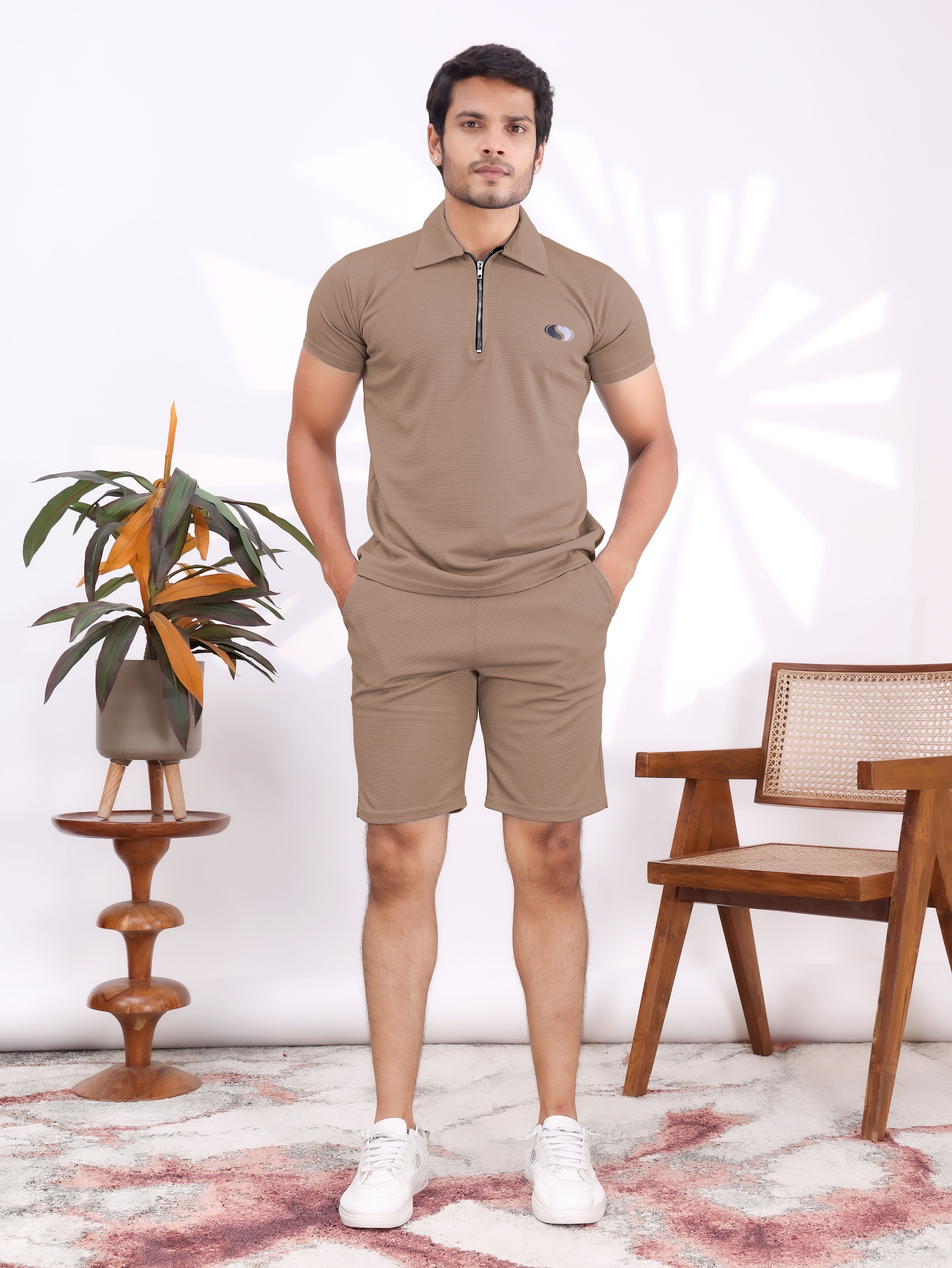 mishri creation Men Top & Shorts Set Light Blue Self Design-picture-34