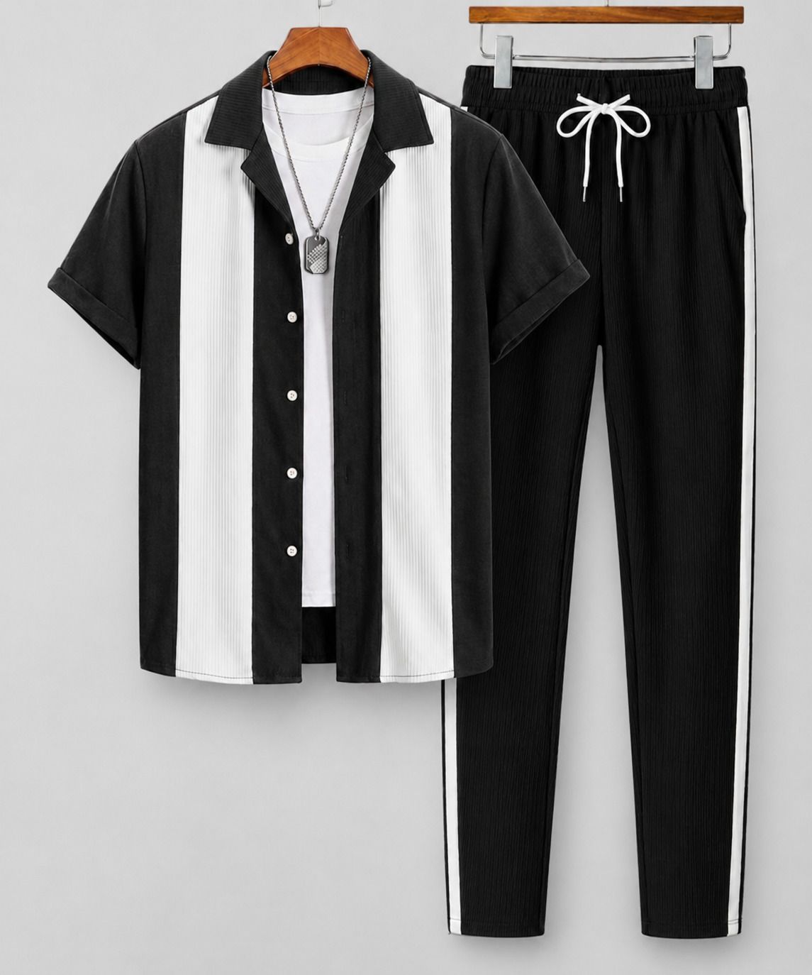 roxdevil Men Night Suit Set Black Solid-picture-11