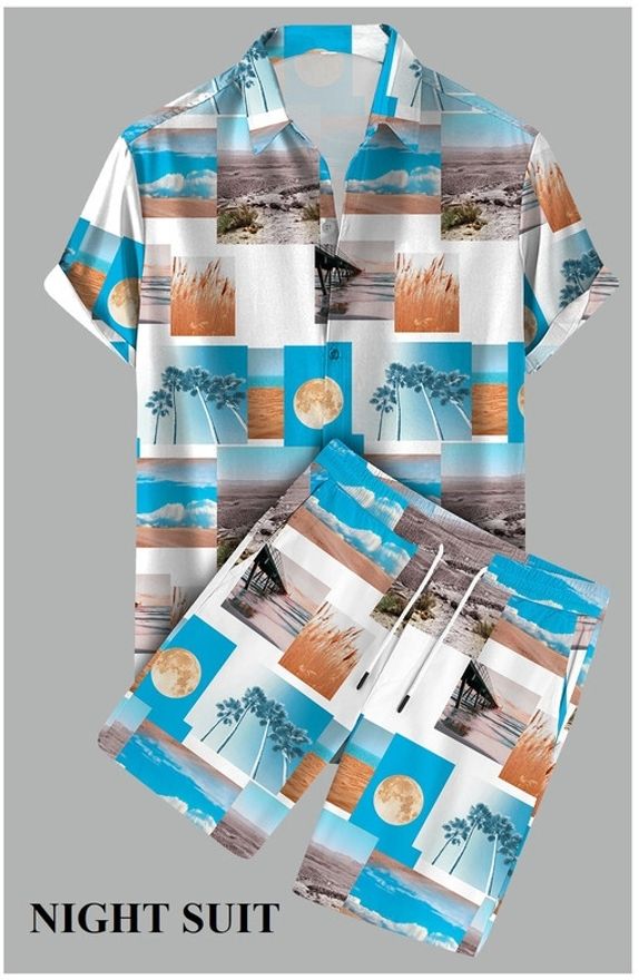 cheapshirts Men Top & Shorts Set Light Blue Printed-picture-16