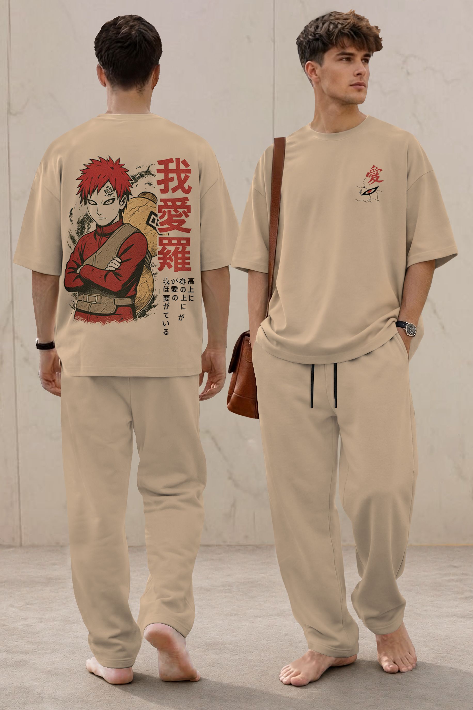blive Men Night Suit Set Beige Graphic Print-picture-12