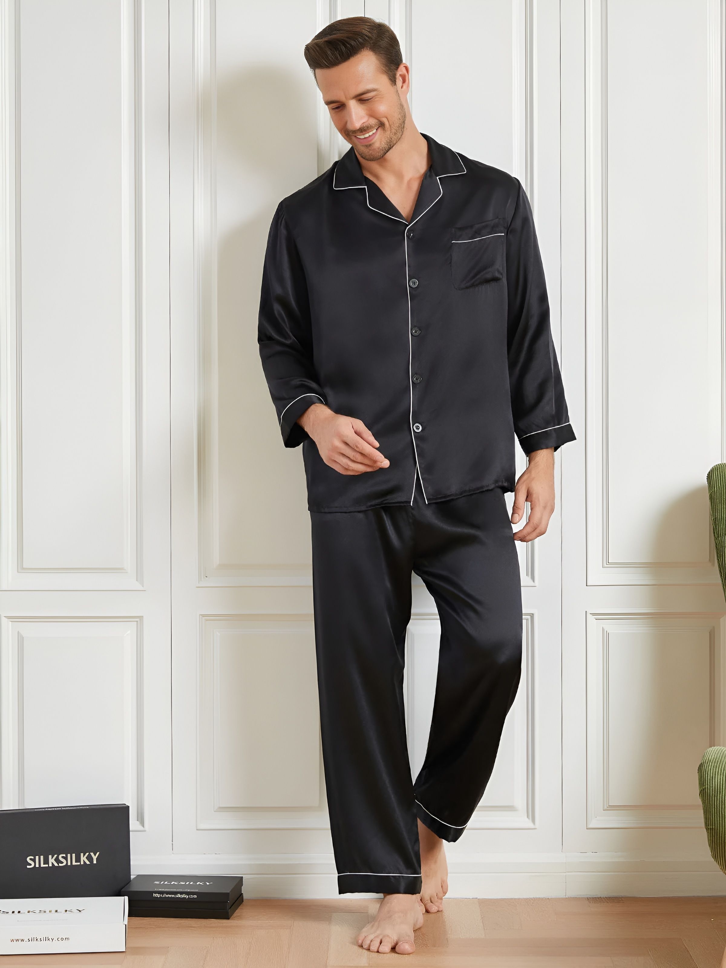 krishnaapparels Men Shirt & Pyjama set Black Solid-picture-17