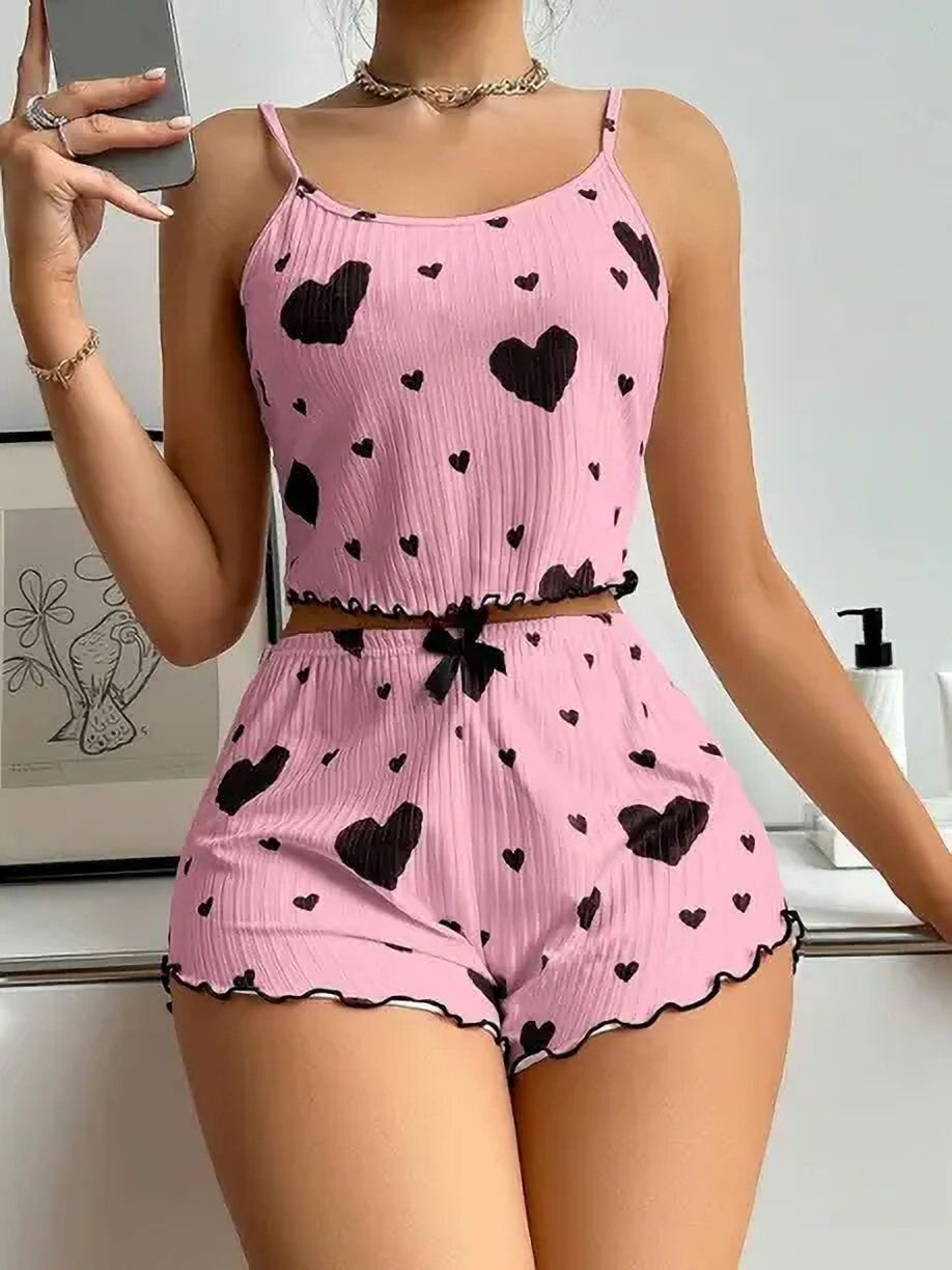 maurya Women Top & Shorts Set Pink Printed-picture-13