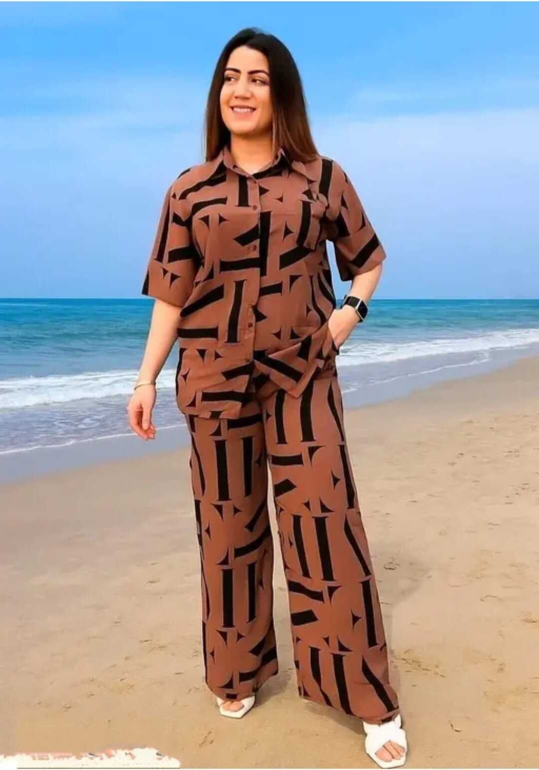 trade zone Women Shirt & Pyjama set Brown Abstract-picture-11