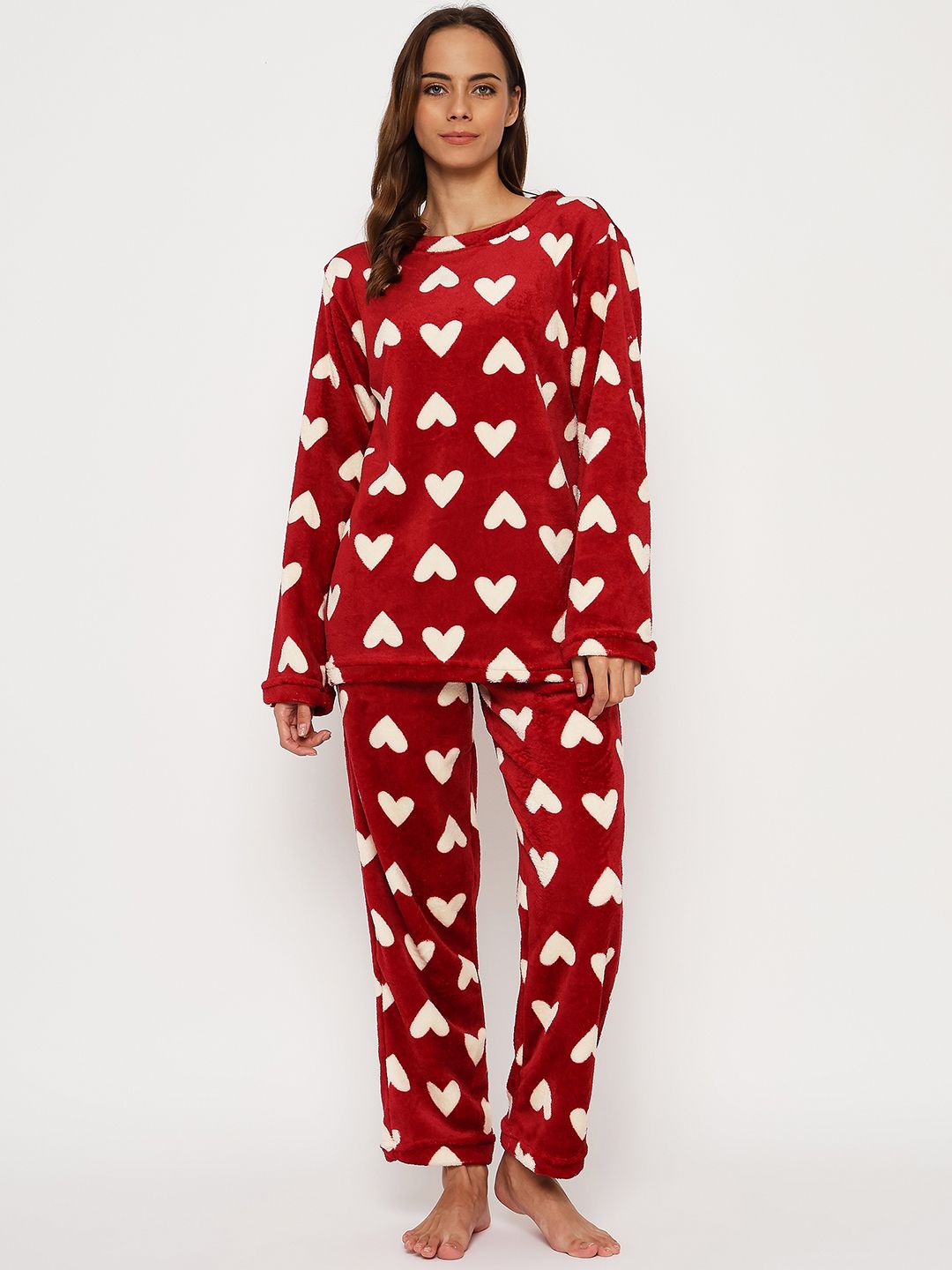 camey Women Top & Pyjama Set Red Printed-picture-11
