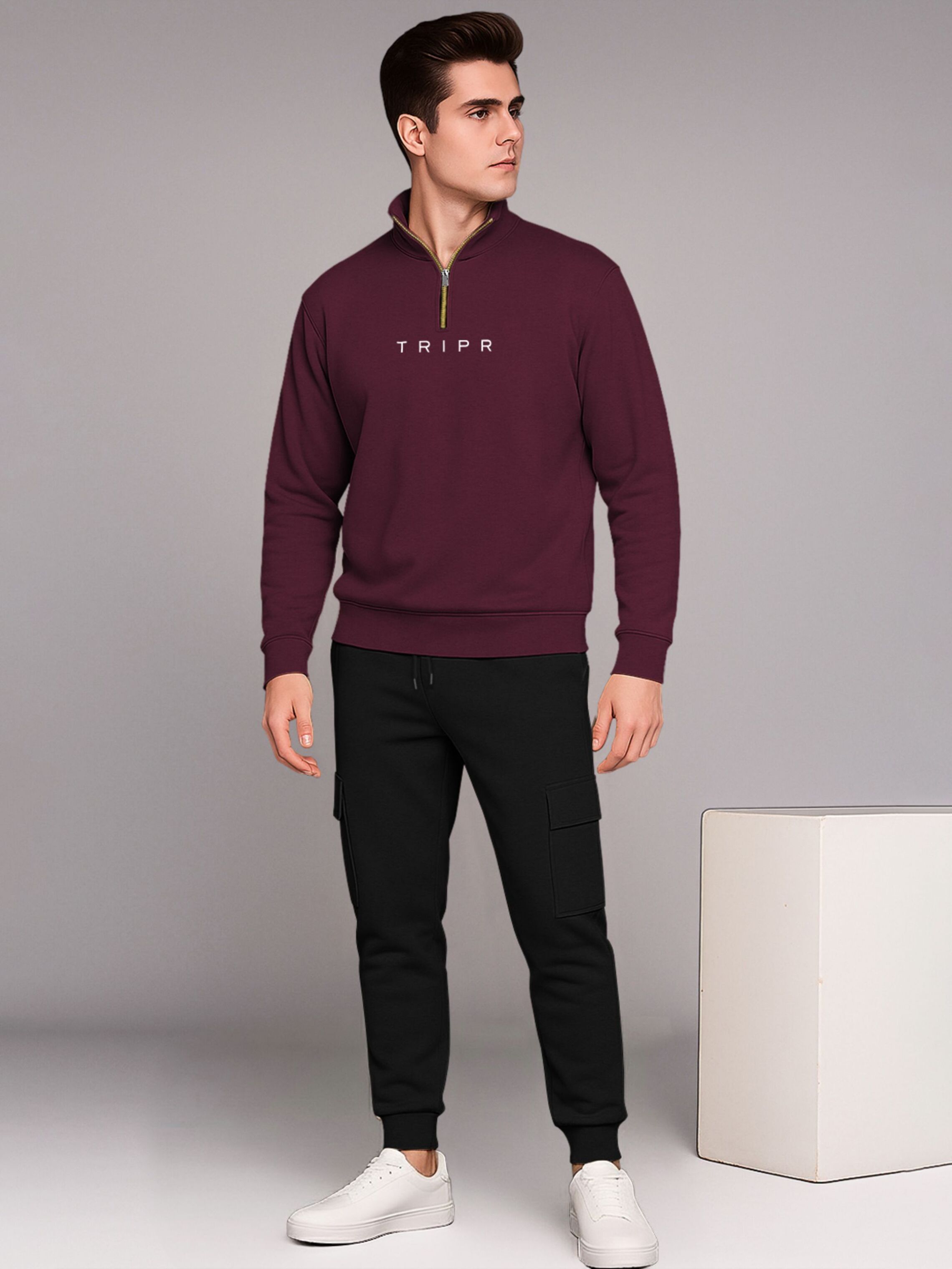 Men Night Suit Set Maroon, Black Solid