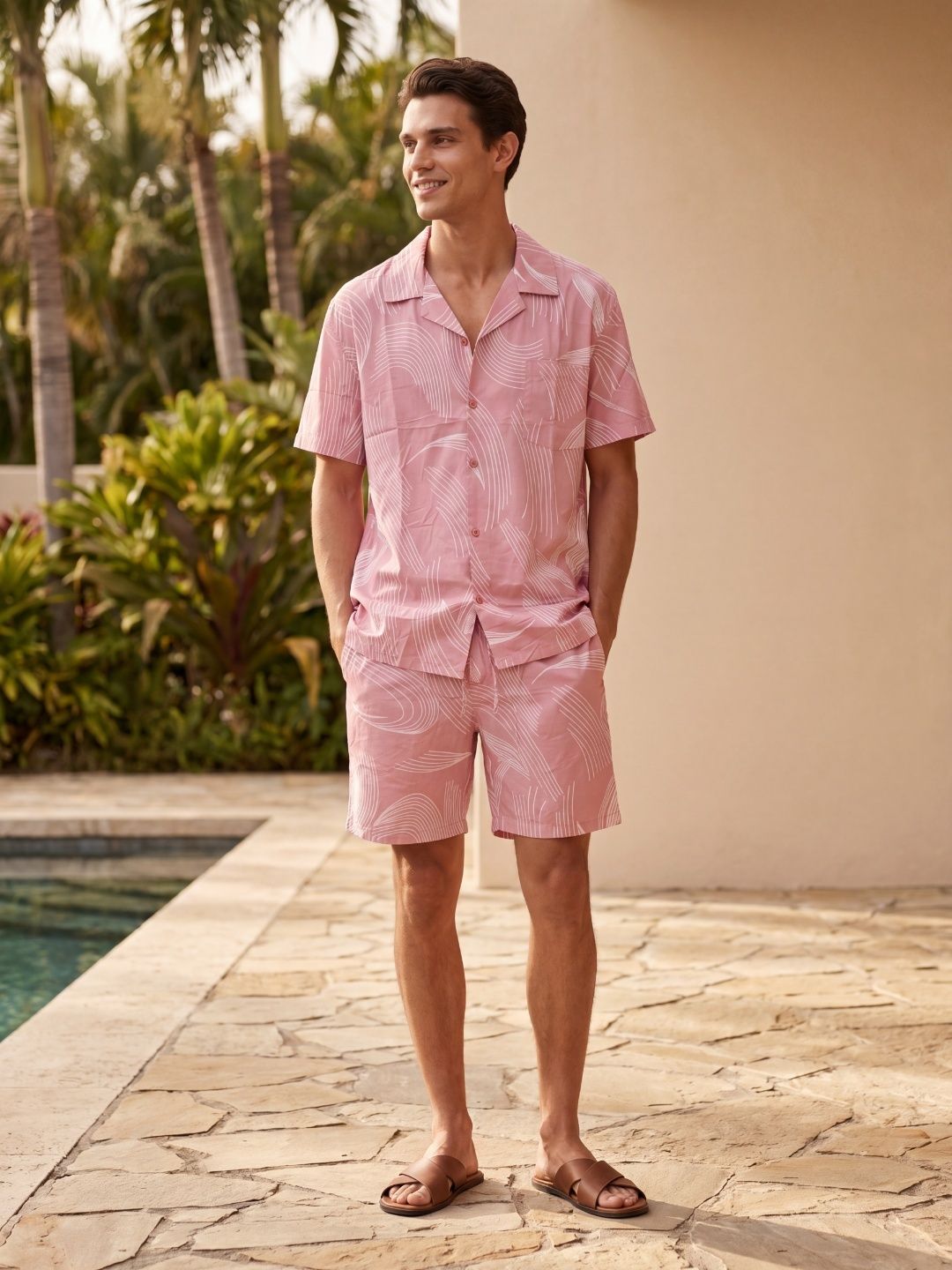 sweet dreams Men Top & Shorts Set Pink Abstract-picture-10