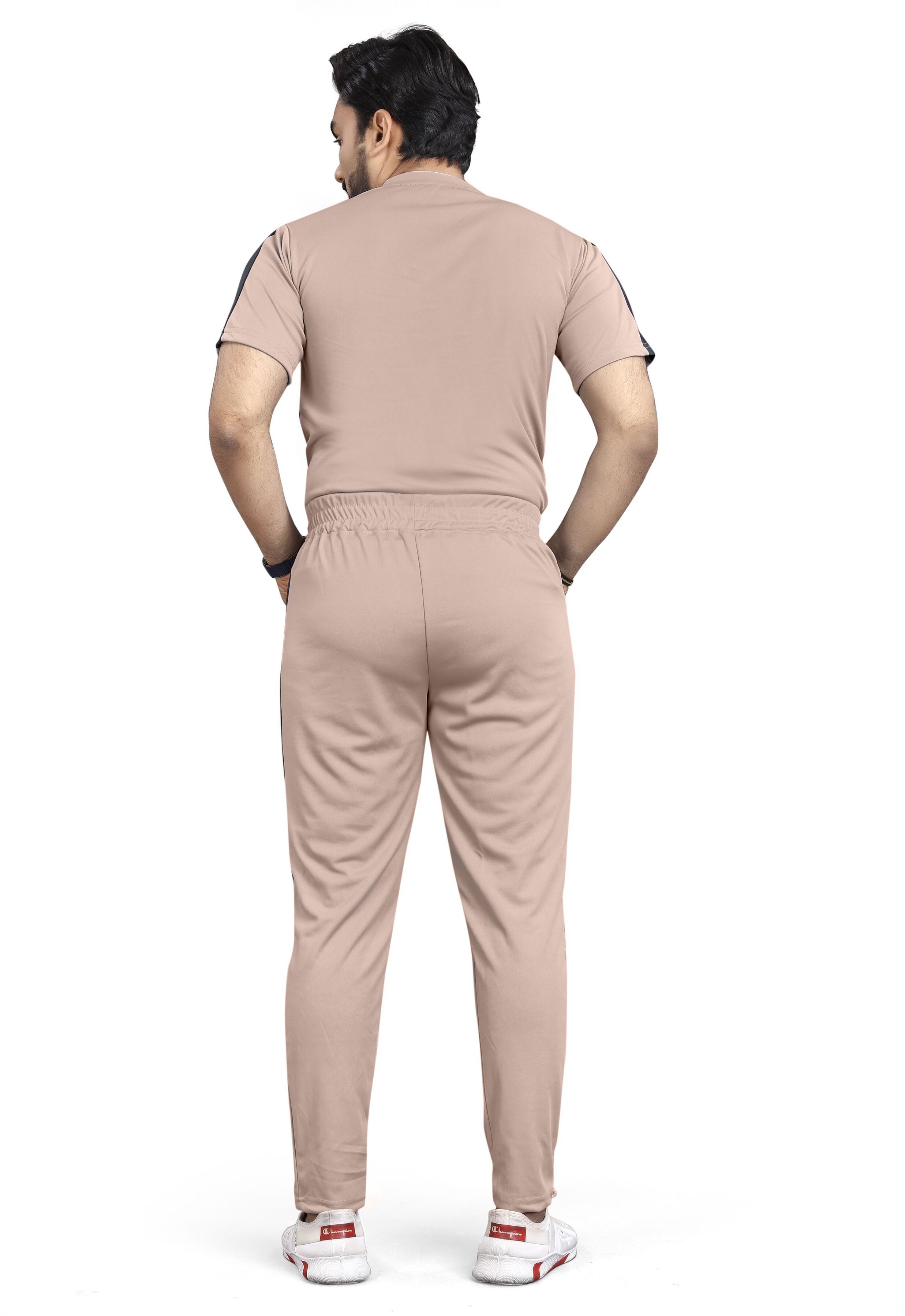 Men Top & Pyjama Set Beige, Black Colorblock-image-49
