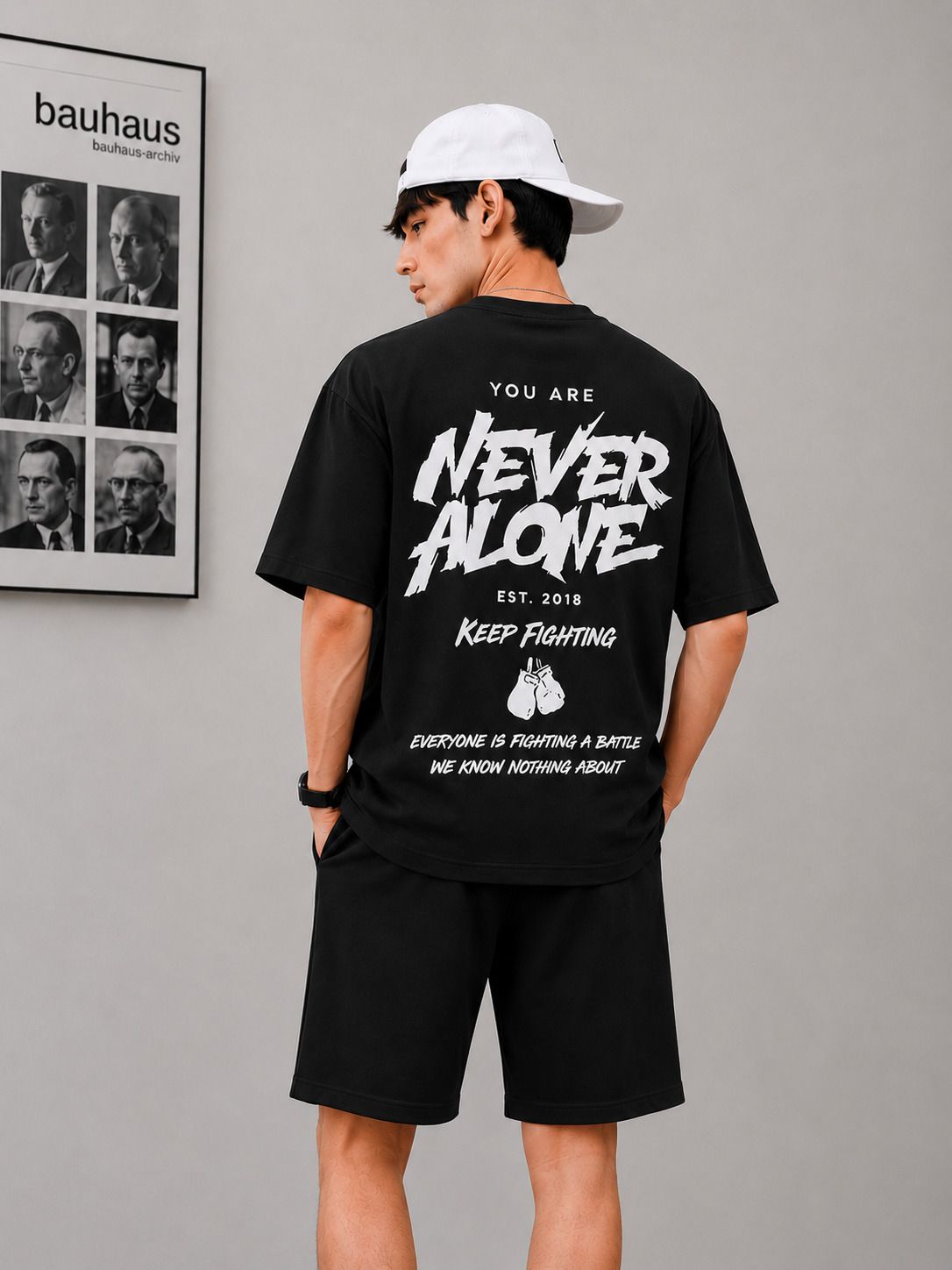 yobdel Men Top & Shorts Set Black Printed-picture-11