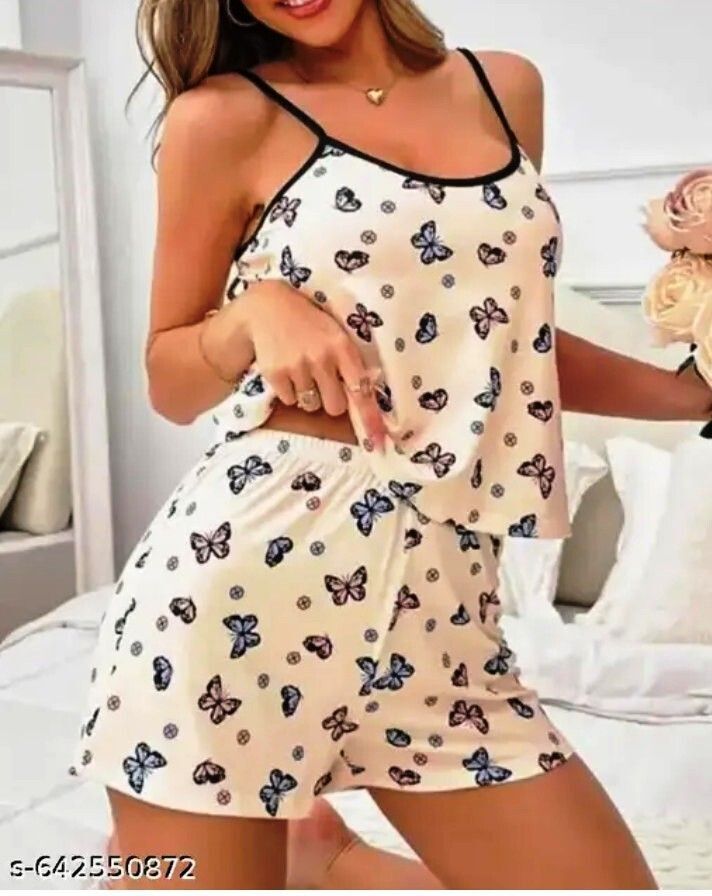 maurya Women Top & Shorts Set White Printed-picture-27