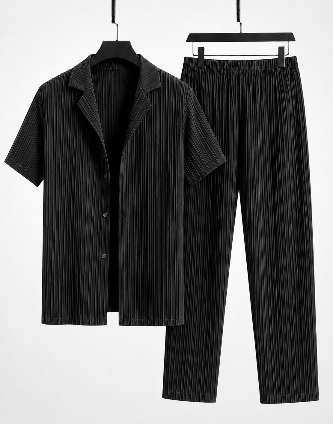 Men Night Suit Set Black Striped-image-4