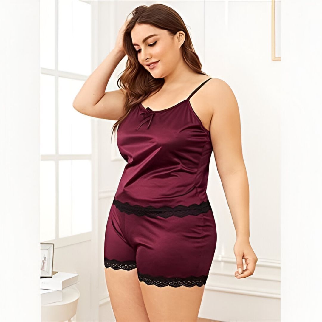maurya Women Top & Shorts Set Maroon Solid-picture-0