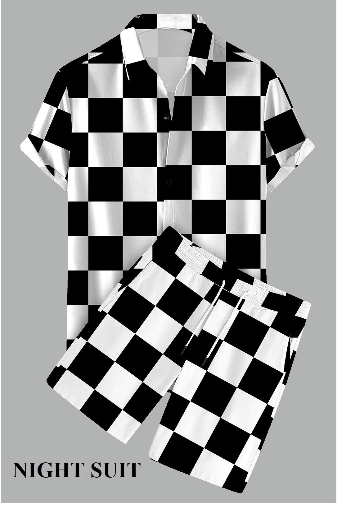 hasini fashion Men Night Suit Set Black Printed-picture-14