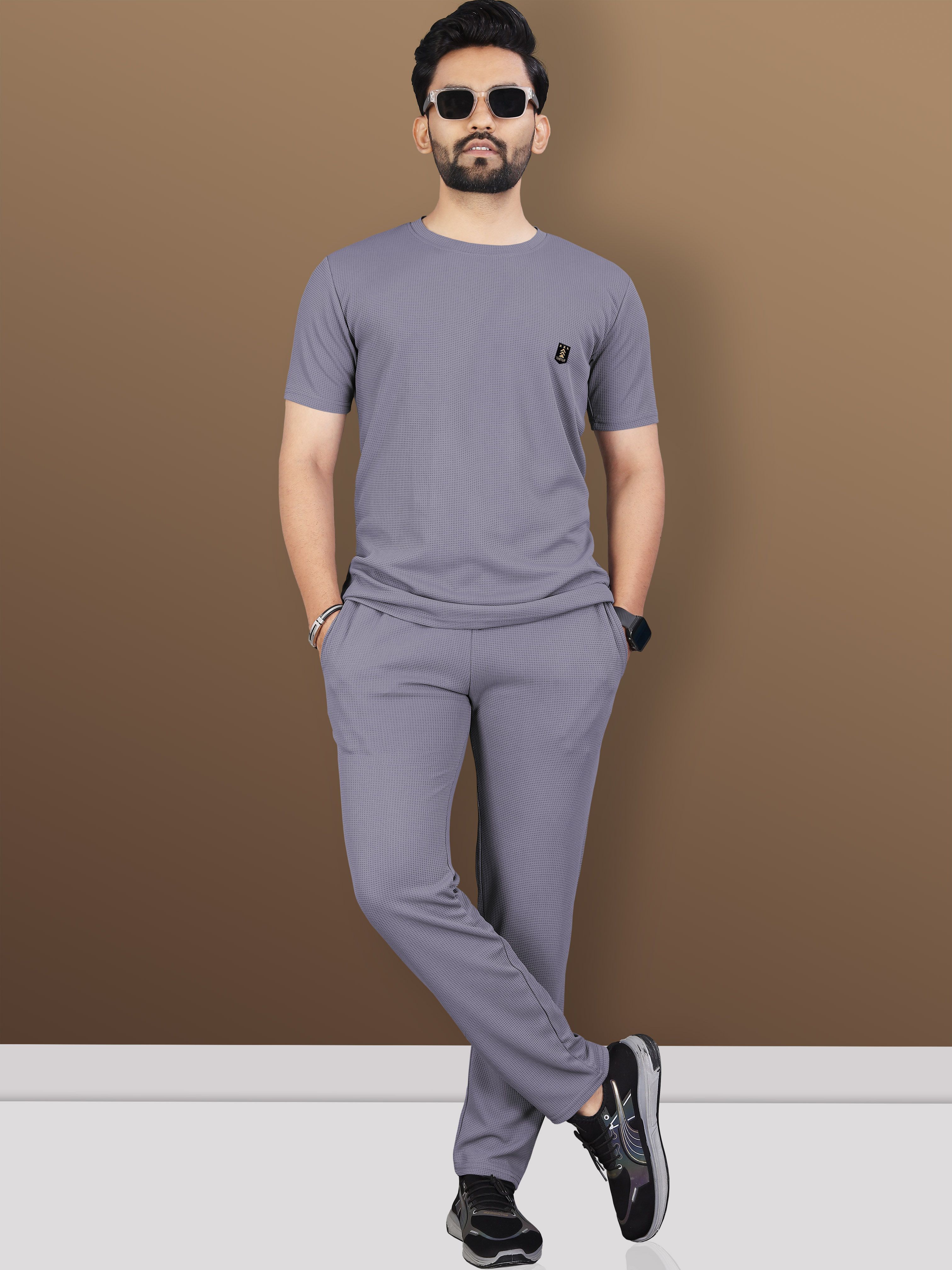 vebnor Men Night Suit Set Grey Solid-picture-15