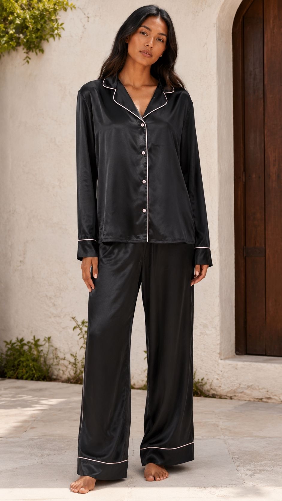 Women Shirt & Pyjama set Black Graphic Print-image-10