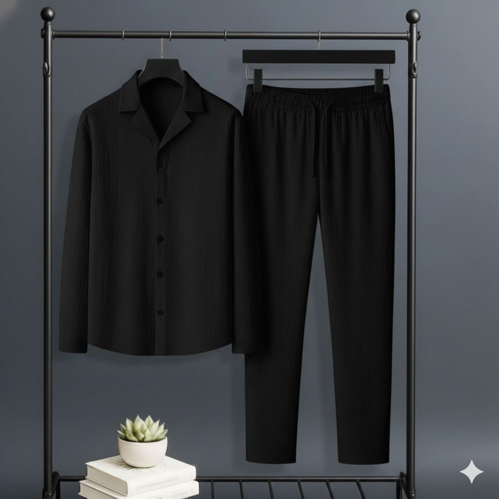 lookberry Men Night Suit Set Black Colorblock-picture-11