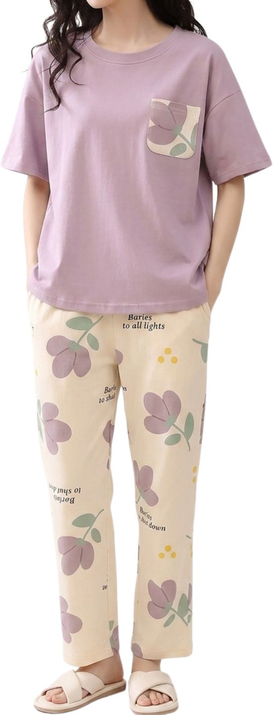 larix Women Top & Pyjama Set Multicolor Floral Print-picture-14