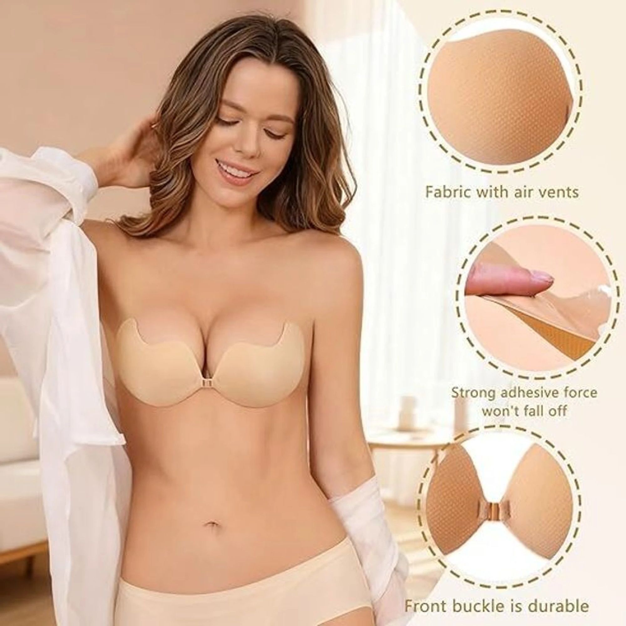 macxol Women Silicone Invisible Sticky Bra | Backless Strapless Push-Up Adhesive Bra Nipple Holder-picture-10