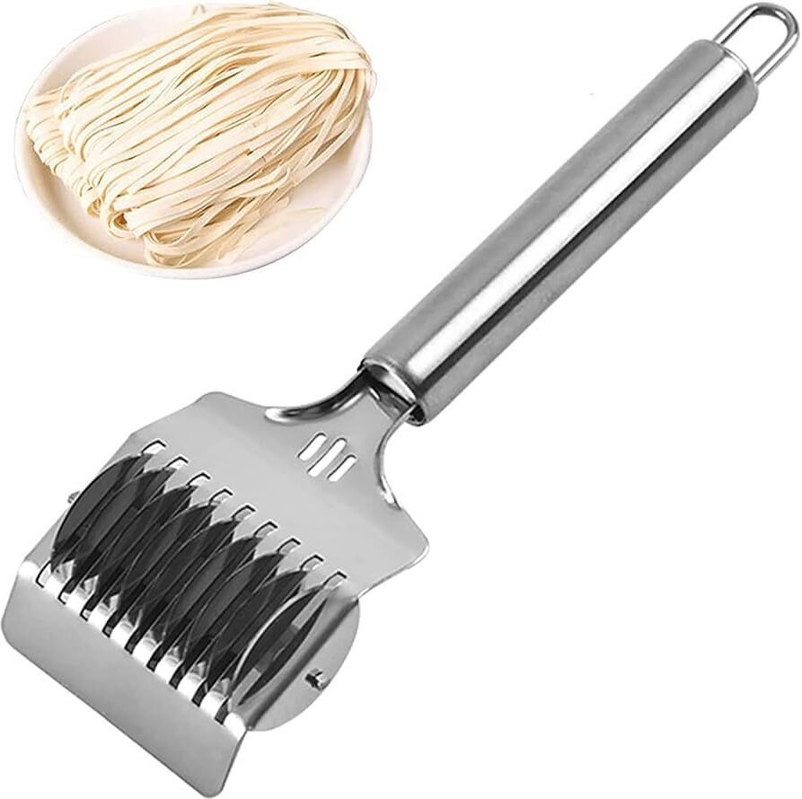 dikvelp Stainless Steel Dough Cutter Roller Noodle Maker with Kitchen Tong Set Spaghetti and Pasta Maker-picture-30