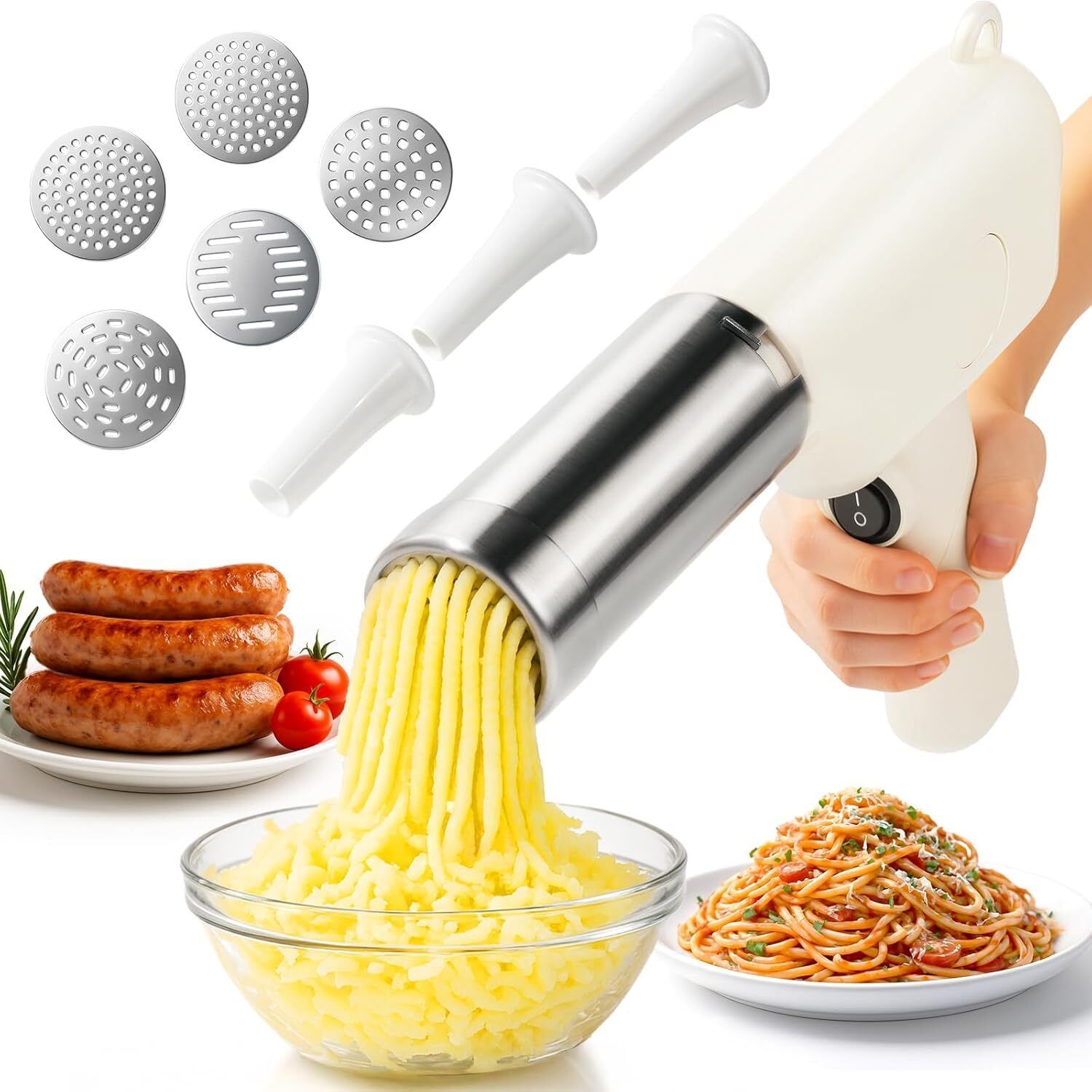 MALATA-50W Electric Idiyappam & Noodle Maker with 5 Molds Spaghetti and Pasta Maker-image-28