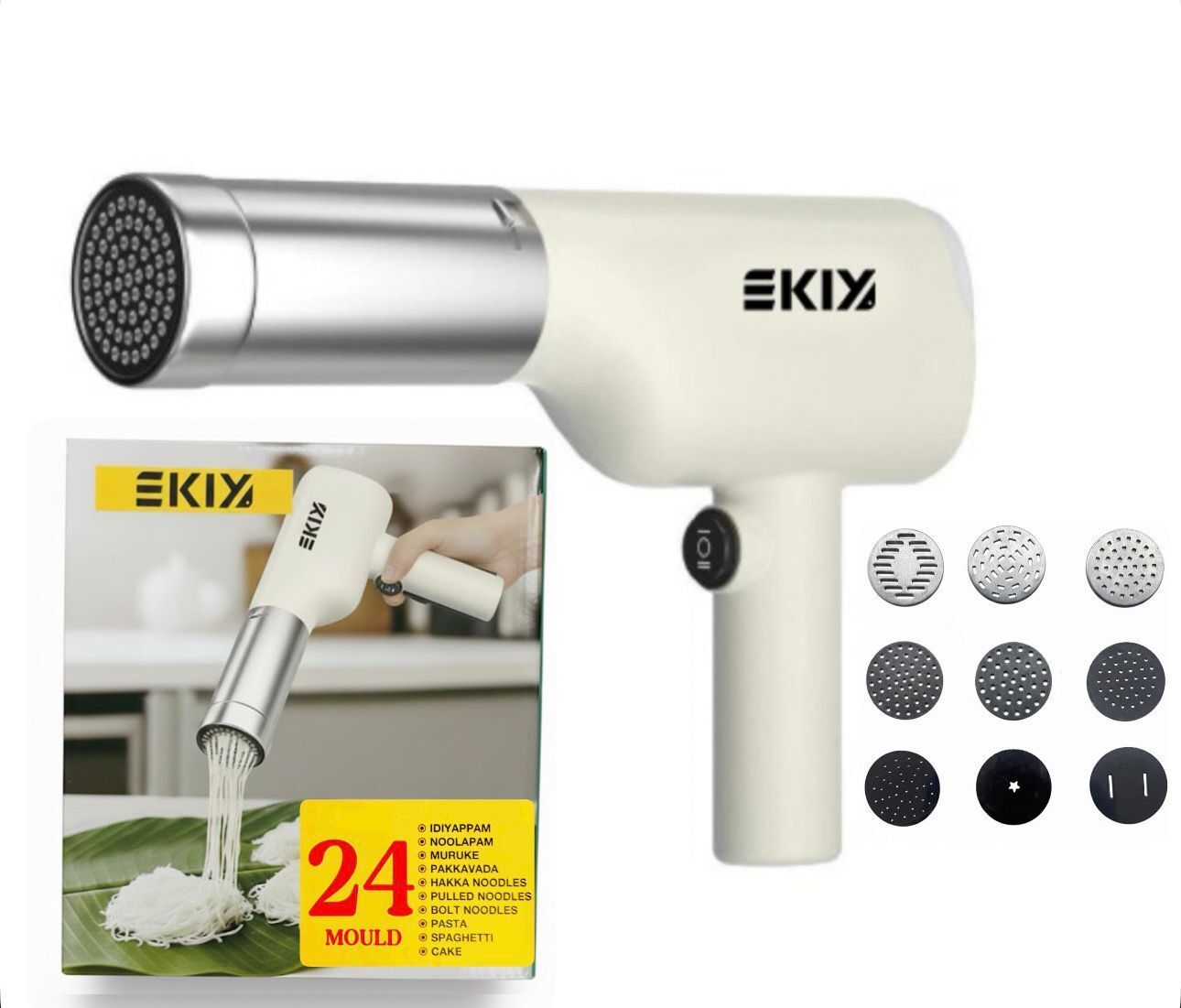 Electric Noolappam/Idiyappam/Cake/Muruke/Pakkavada/Noodles/Pasta Maker 24 in 1 Pasta Maker-image-9