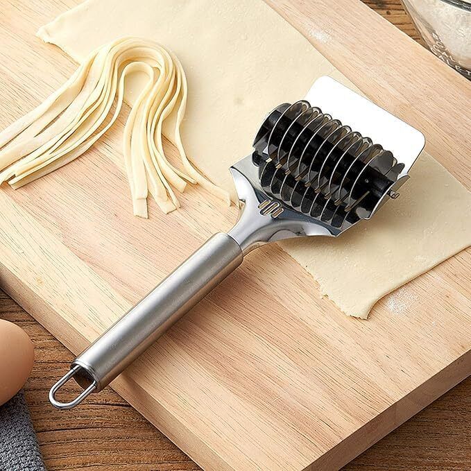 2pc Stainless Steel Noodle Cutter with Ergonomic Handle, Multipurpose Spaghetti and Pasta Maker
