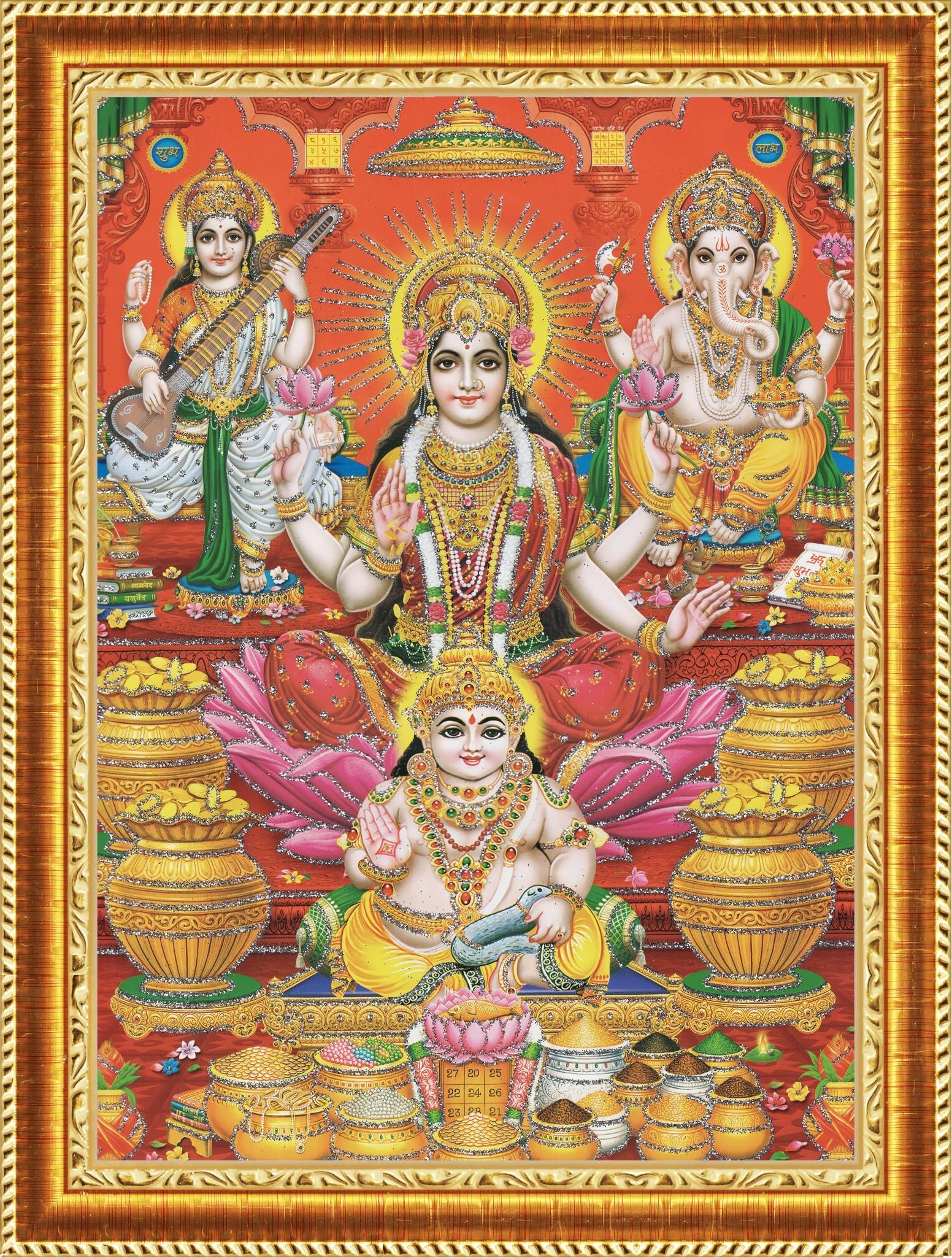 Goddess Lakshmi,Saraswati Lord Shri Ganesh Kuber 393 inch Digital-image-31