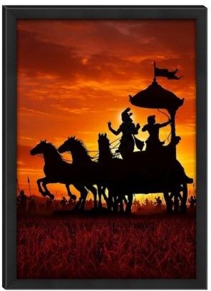 sgsf LordKrishnawithArjunphotoframe 12 inch wood-picture-17