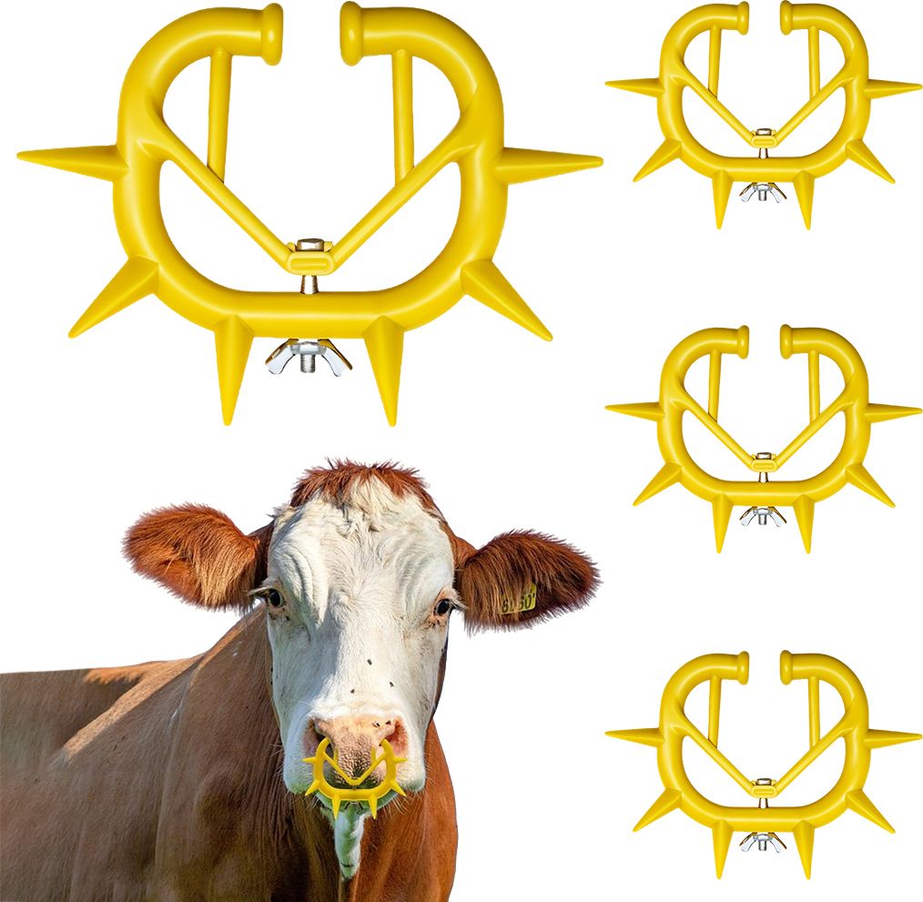 4 Pieces Cattle Weaning Rings Adjustable Plastic Spiky Rings for Durable Use Medium Ring Horse Muzzle