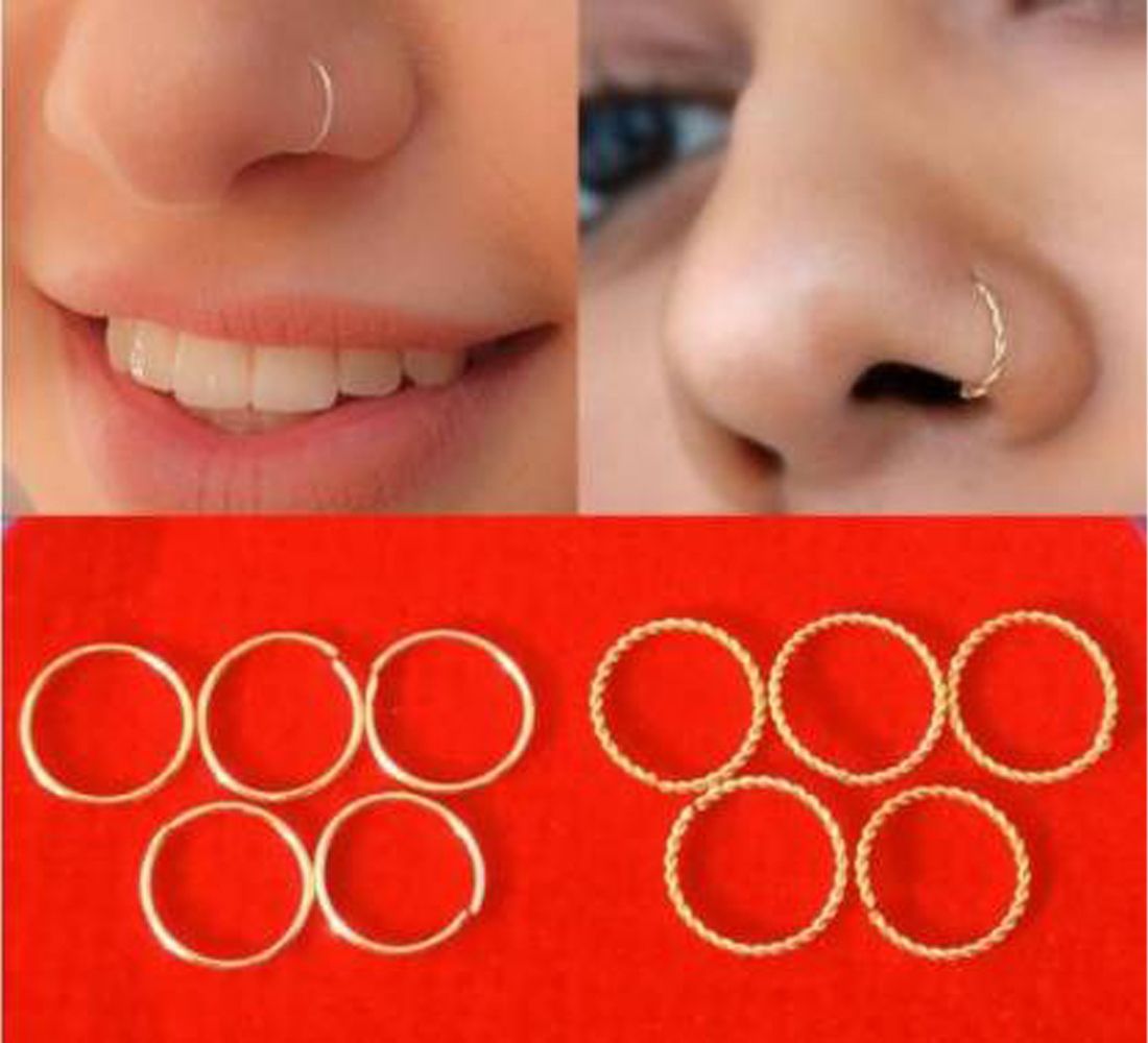 P R Production Gold-plated Plated Brass Nose Ring Set-image-41