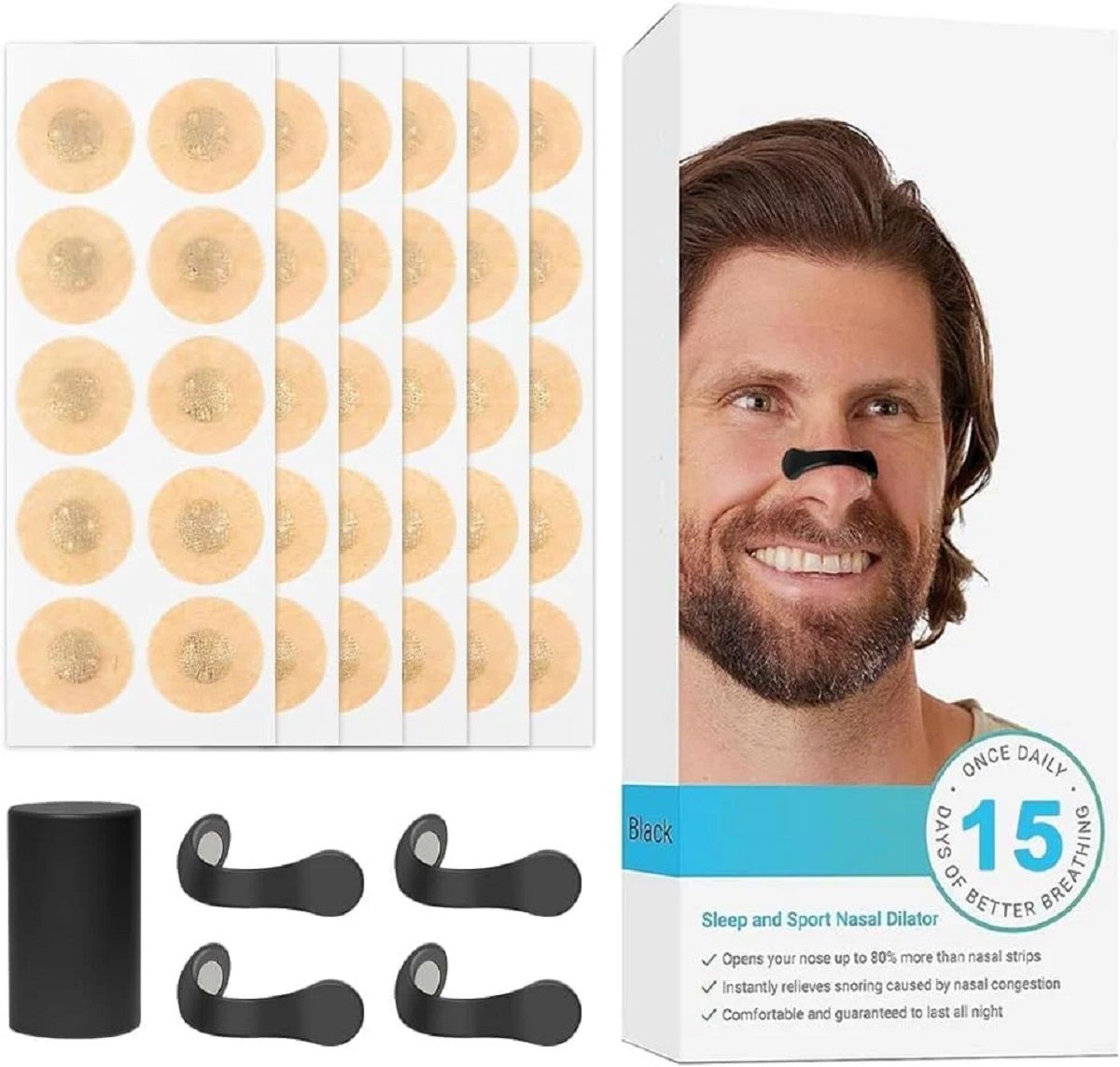 Easy Breathing Magnetic Nose Strips | Anti Snore Aid for Sleep & Travel Nose Shaper
