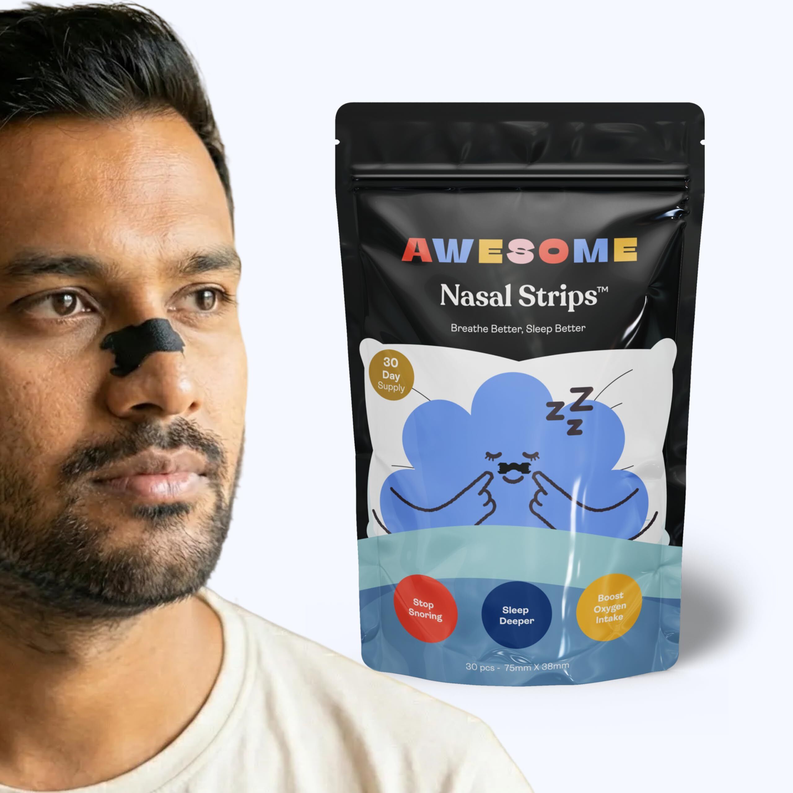 AWESOME Nasal Stripsfor Breathing Anti Snoring Aid for Men n Women Fit 30 Strips Nose Shaper