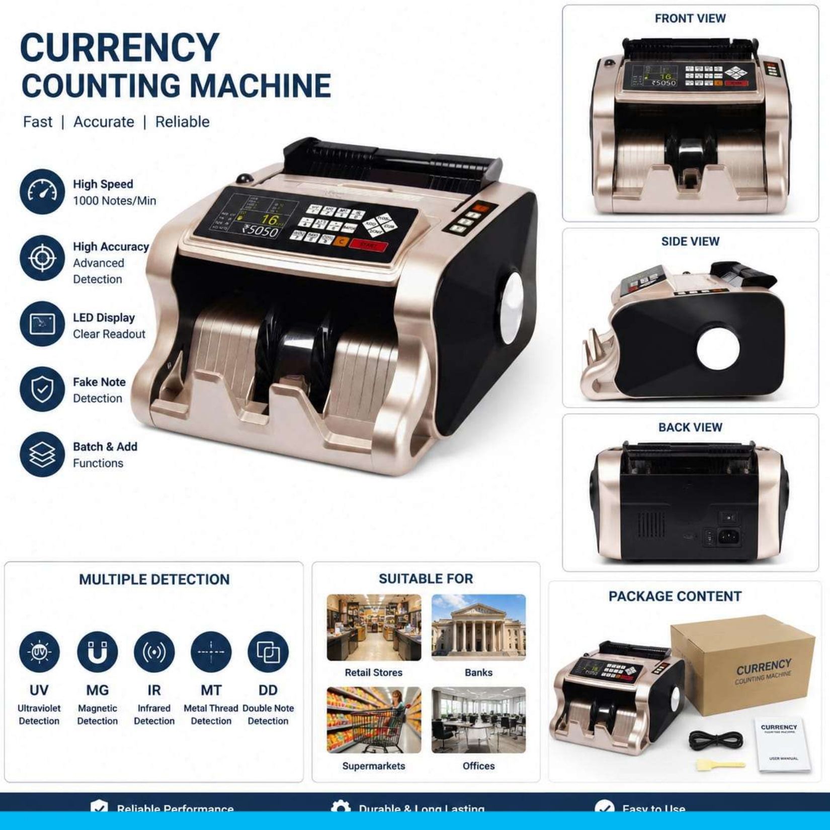 BANKO Value Counting Machine with Fake Note Detection, LCD DisplayNC10 Note Counting Machine-image-2