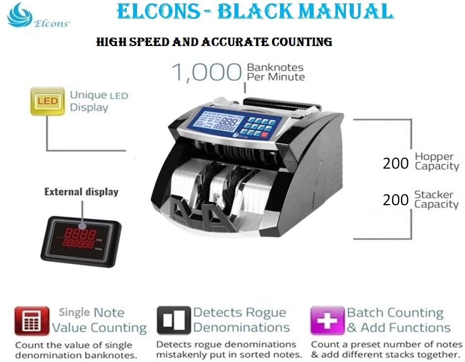 ELCONS BLACK MANUAL Note Counting Machine-picture-23