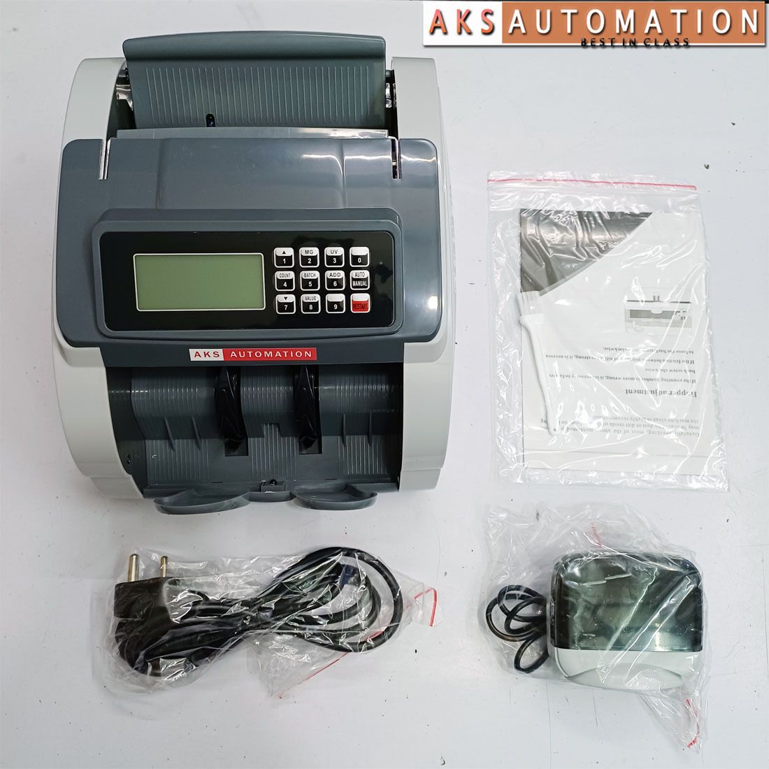 AKS AUTOMATION OVAL VALUE Semi Value Cash Counter with Fake Note Detection Note Counting Machine-image-47