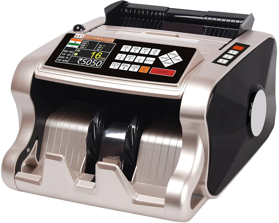 AKS AUTOMATION Mix Note Value Counting Machine with Fake Note Detection Fully Automatic Note Counting Machine-image-28