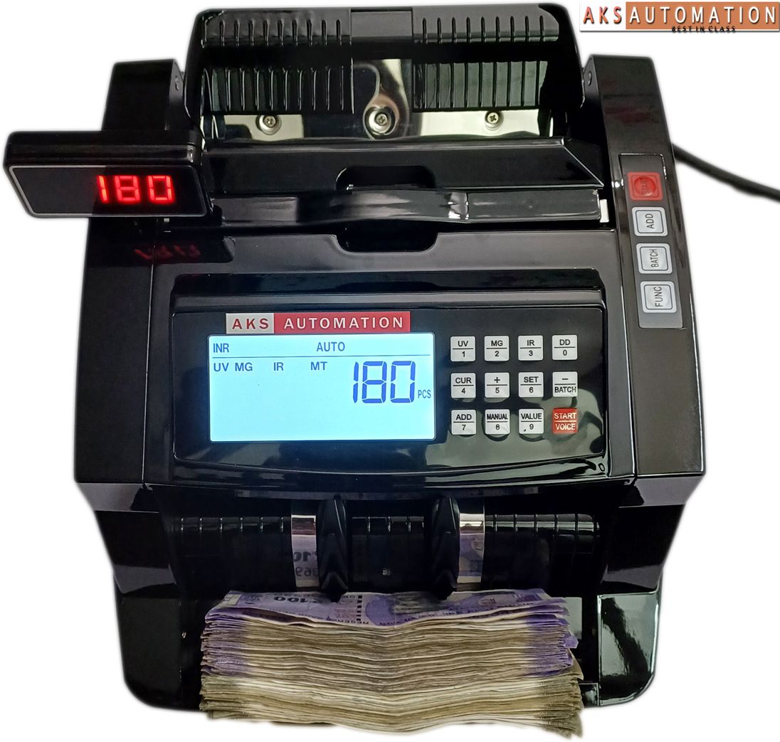 AKS AUTOMATION Ultra Heavy-Duty Note Counter with Fake Note Detection & External Display Note Counting Machine-image-2