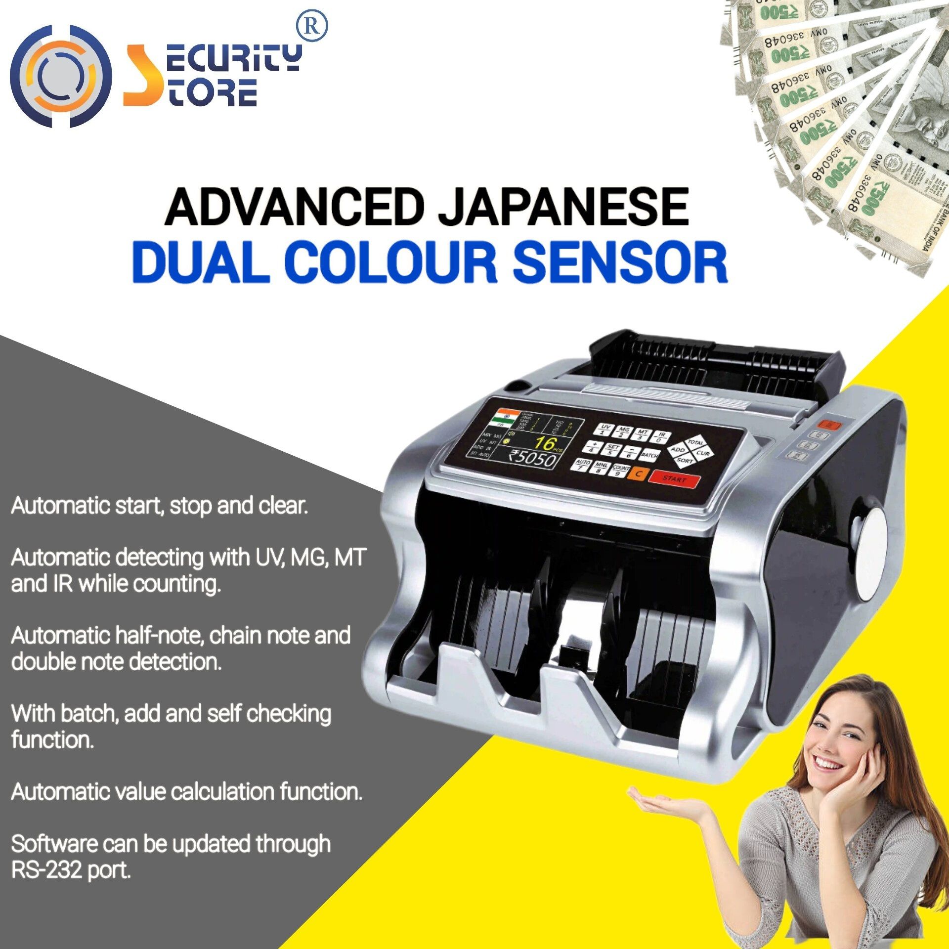 Security Store Advanced Mix Value Note Counting with Fake Detection- Japanese Color Sensor Note Counting Machine-image-26