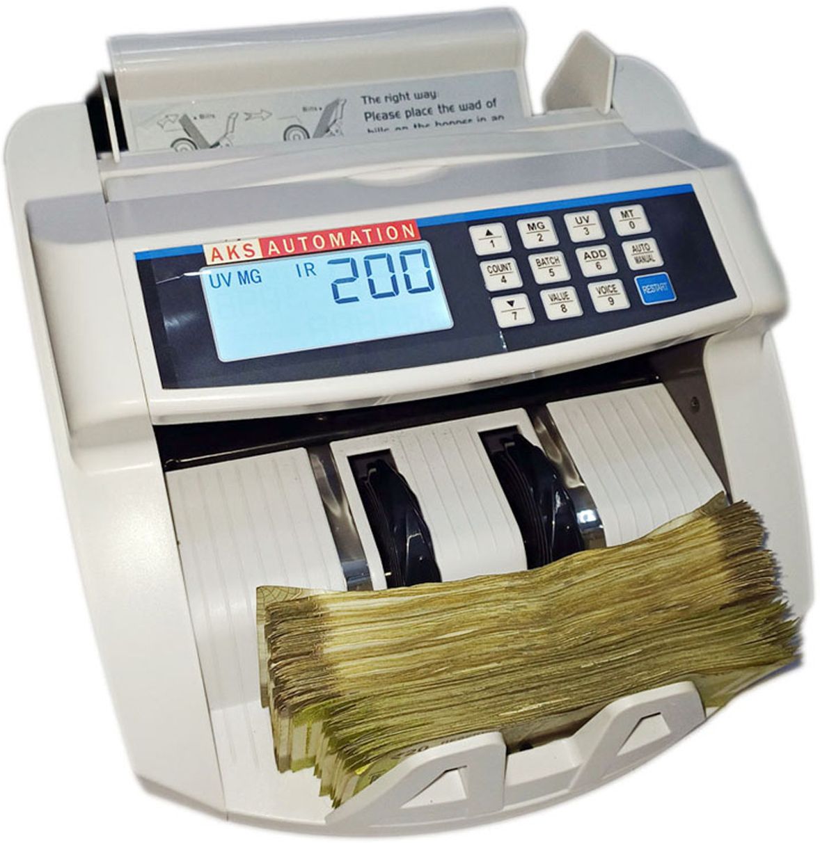 AKS AUTOMATION MULTI-FUNCTION LCD Display Money Counter Counterfeit Detector UV, IR, MT & MG Note Counting Machine-picture-44