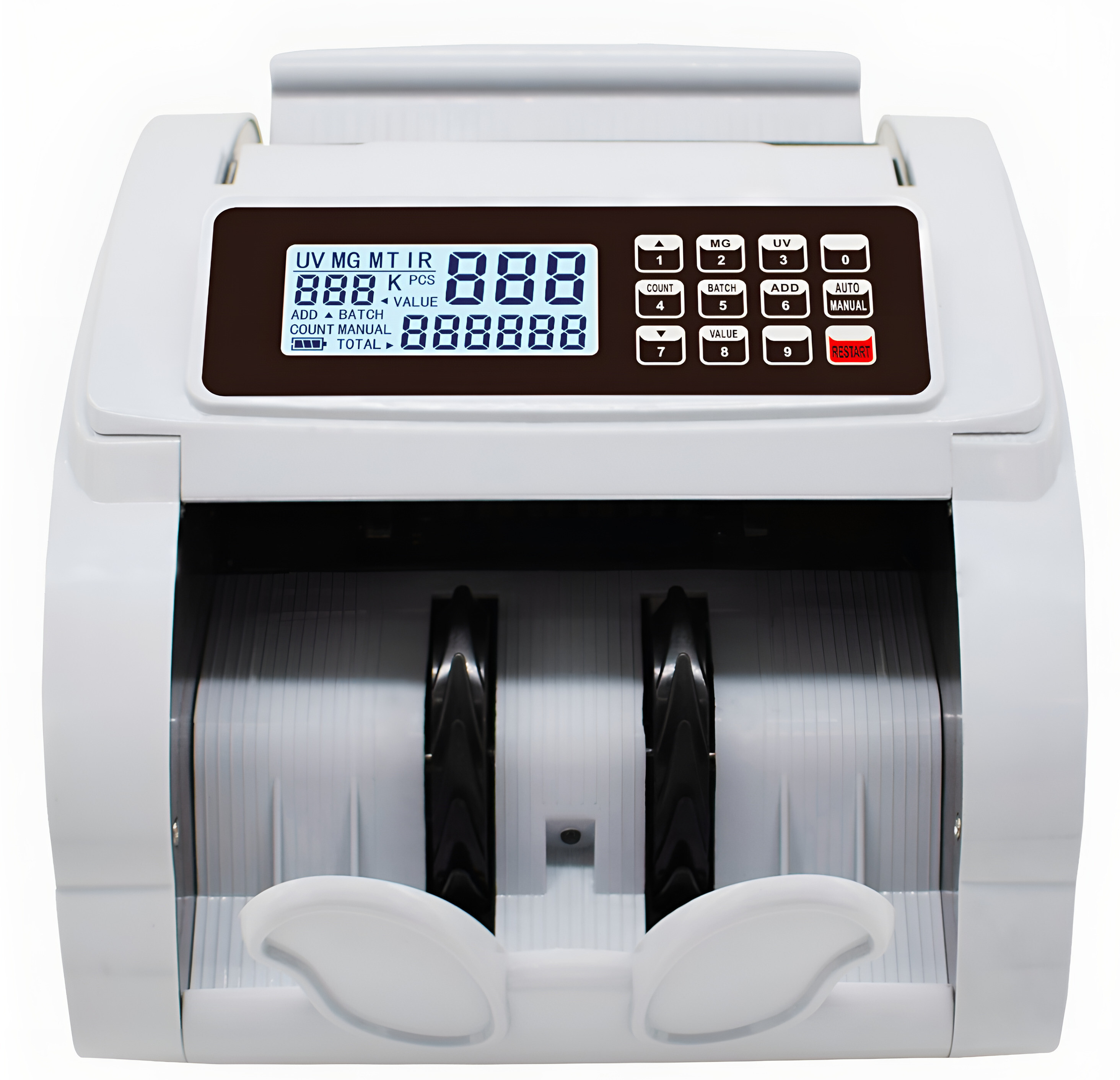 Drop2Kart Manual Value Cash Counter with UV/MG/DD Counterfeit Note Detection, LED Display and Fully Updated for All Indian Currency Note Counting Machine image 1