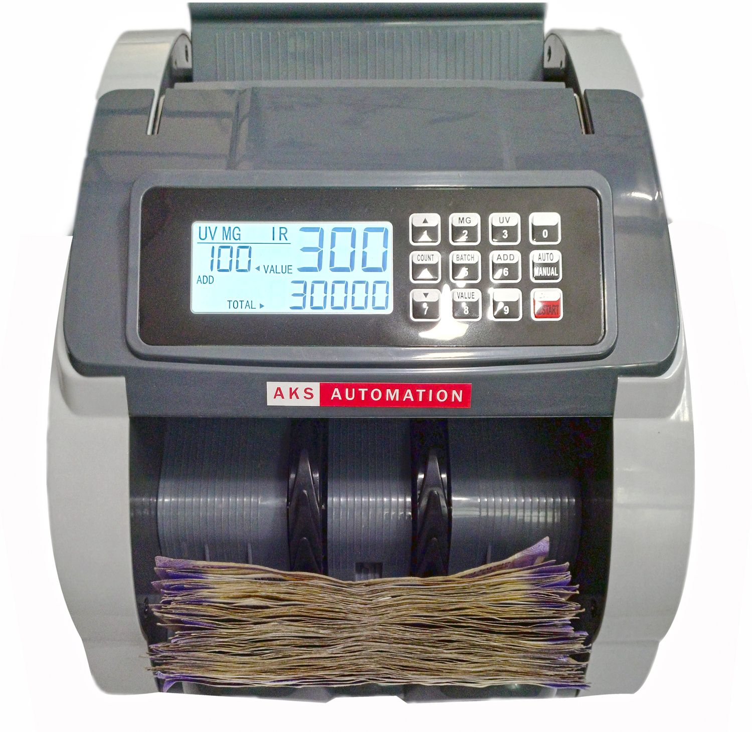 AKS AUTOMATION Semi Value (Manual Value) Bill Counter with Counterfeit Detection Note Counting Machine-image-5
