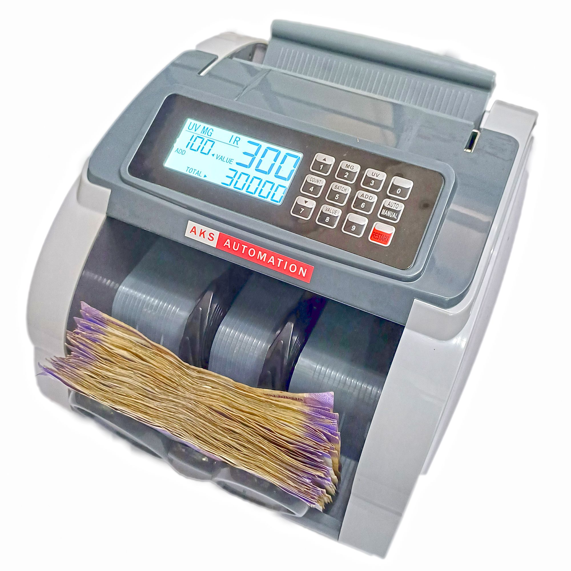 AKS AUTOMATION OVAL LITE Currency Counter with Fake Note Detection & Semi Value Mode Note Counting Machine-image-4