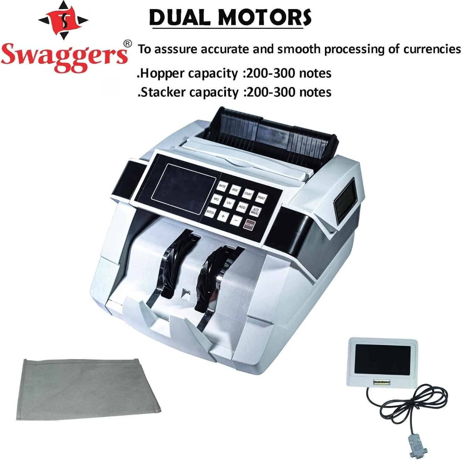 SWAGGERS Mix Note/Money Value Counting Machine with Fake Note Detection- Dual Motors Note Counting Machine-picture-10