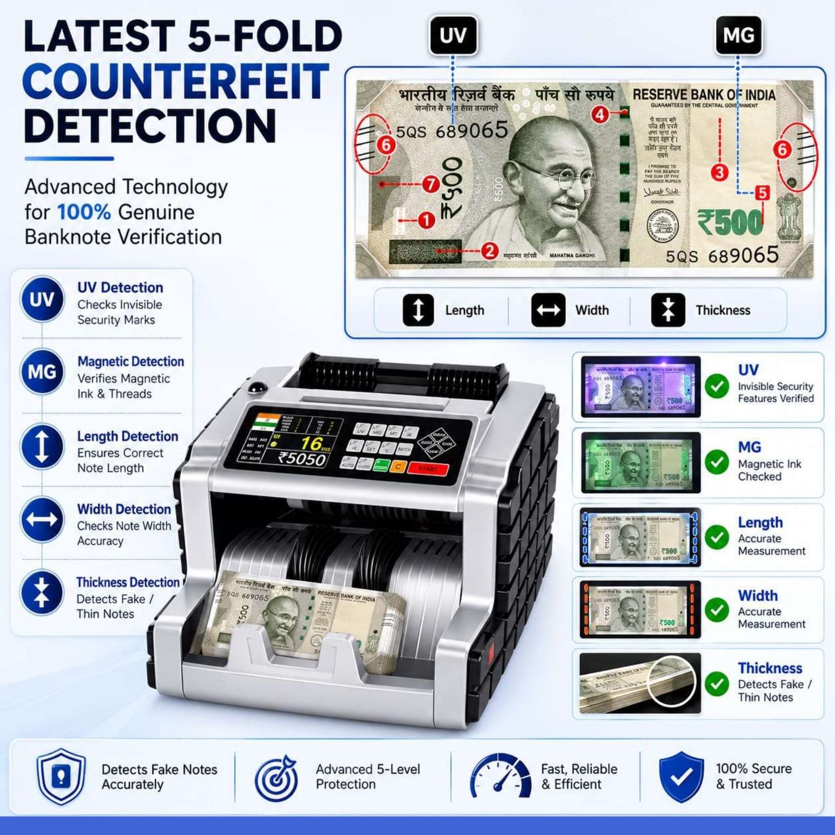 BANKO Value Counting Machine with Fake Note Detection, LCD DisplayNC4 Note Counting Machine-image-7