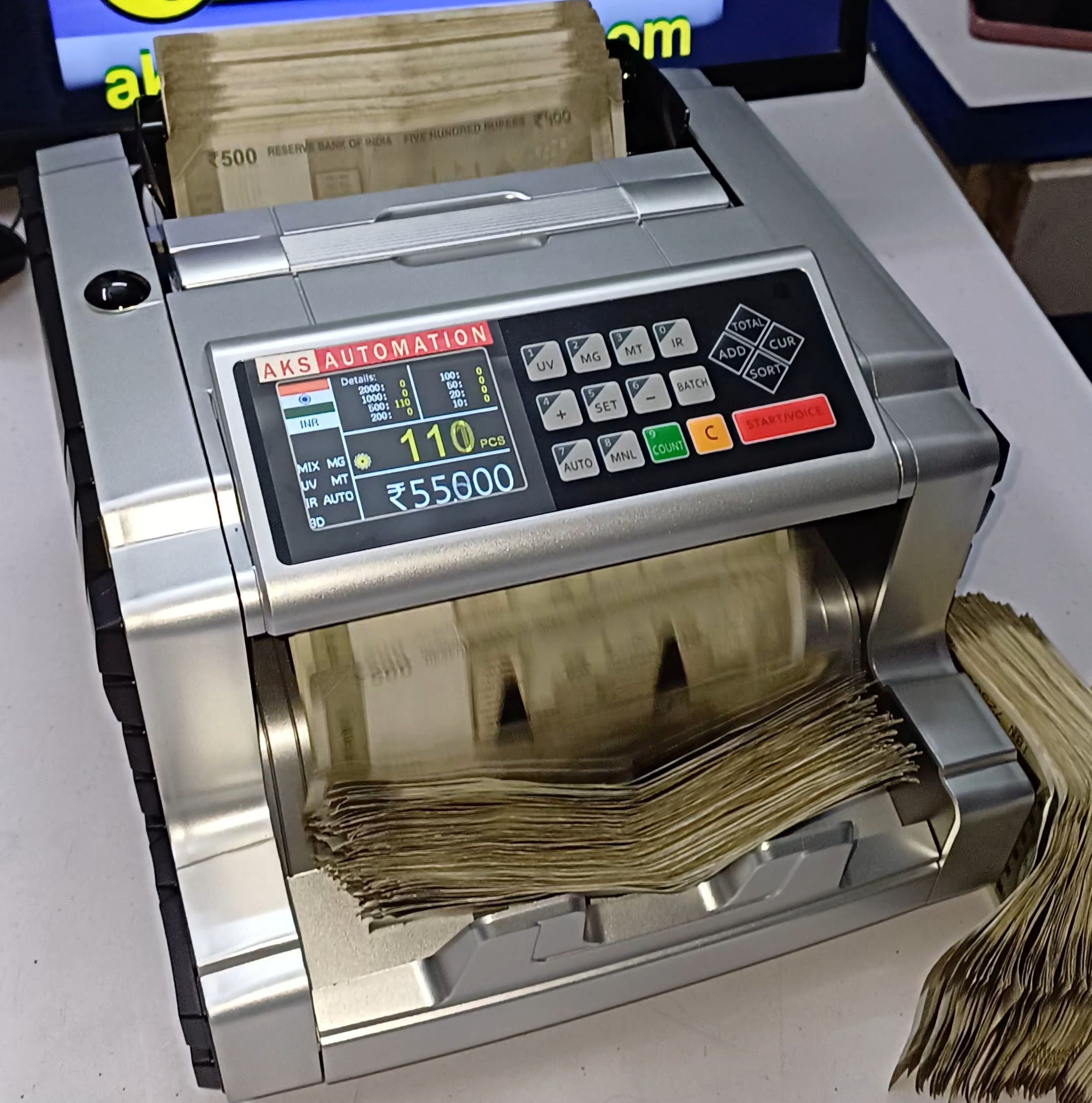 Nexgen AKS Value Shine Mix Note Counting Machine With Fake Note Detector Note Counting Machine-image-26