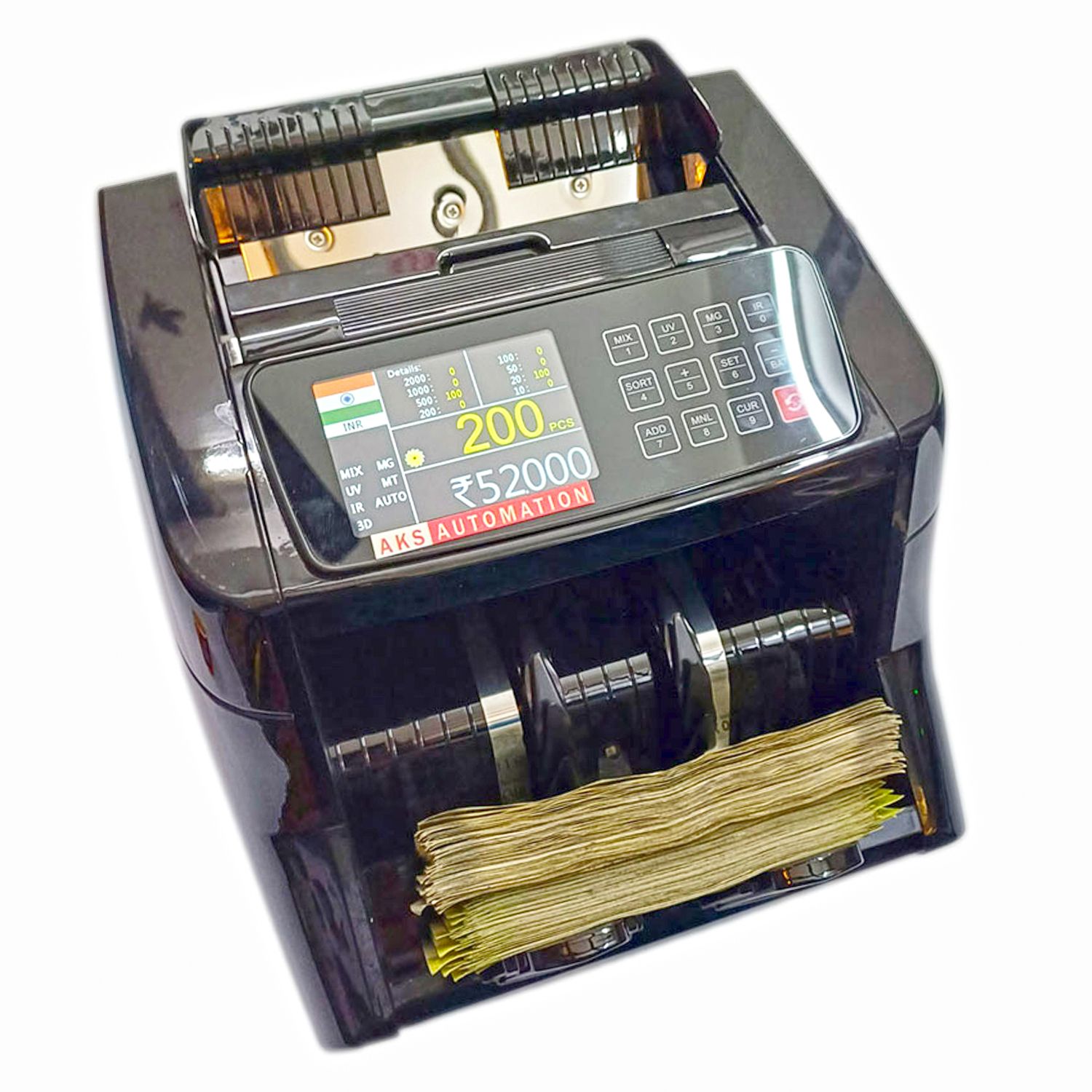 AKS AUTOMATION TOUCH MASTER LCD Mix Value Cash Counter with Fake Note Detector Note Counting Machine-picture-36