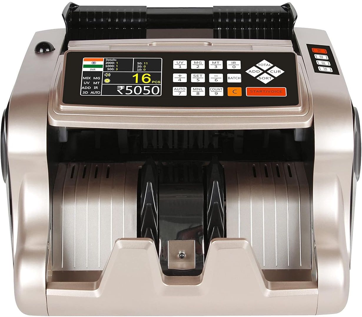 Security Store Mixed Denomination Value Money Counting Machine with MG,UV,IR Fake Note Detector Note Counting Machine-picture-14