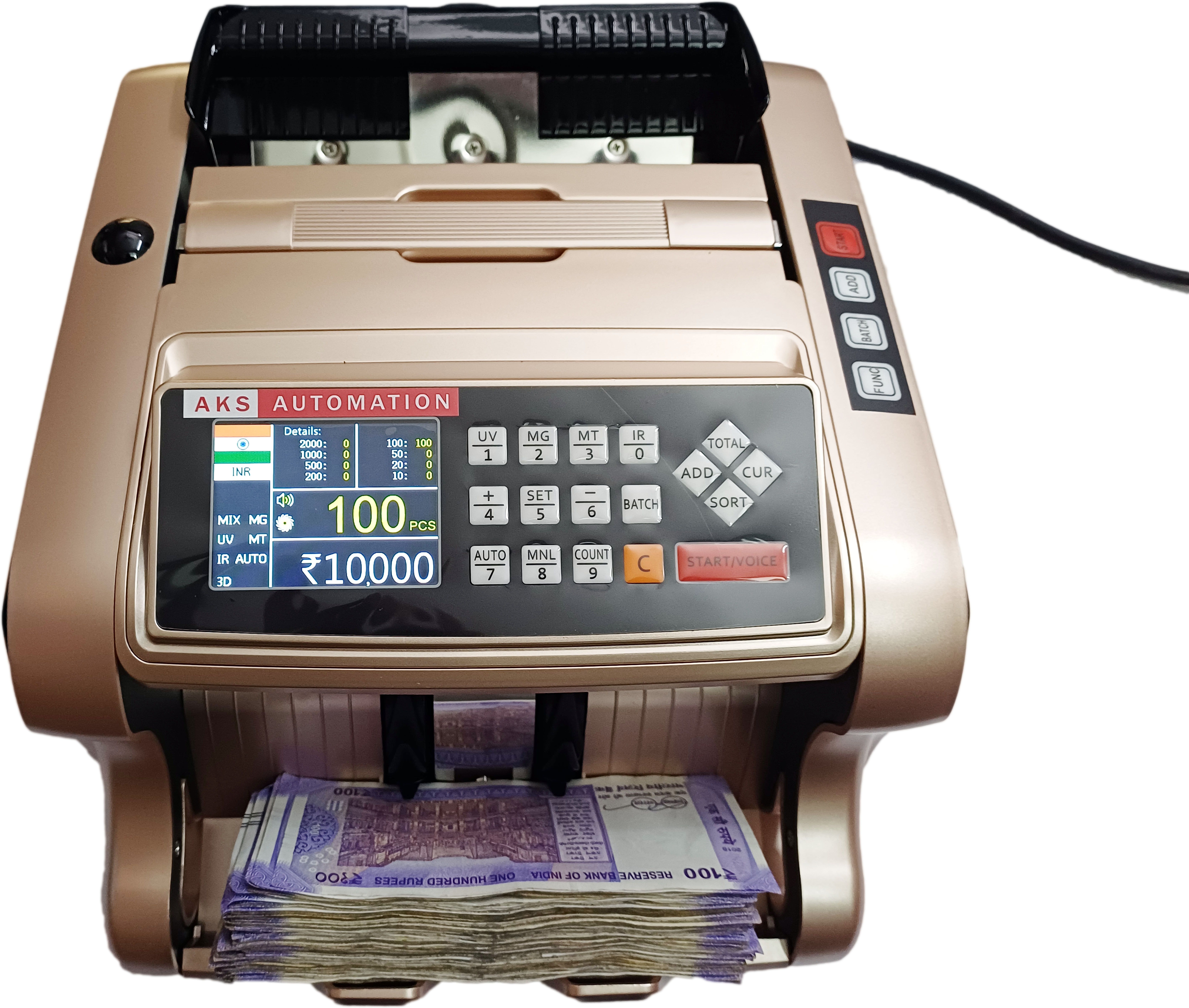 AKS AUTOMATION Gold Value Updated Mix Note Value Counting Machine for New Indian Currency Note Counting Machine-image-43