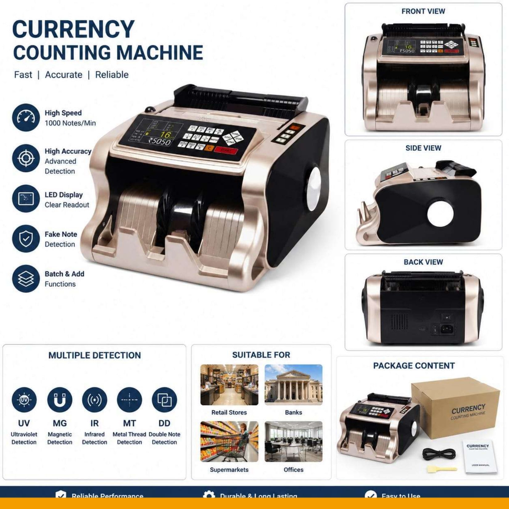 BANKO Value Counting Machine with Fake Note Detection, LCD DisplayNC7 Note Counting Machine-image-1