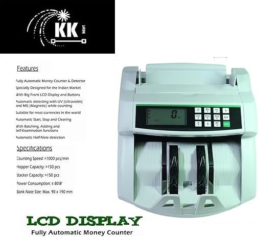 KK MART Cash Counting Machine with Fake Detection & Updated for All New Notes Note Counting Machine-picture-12