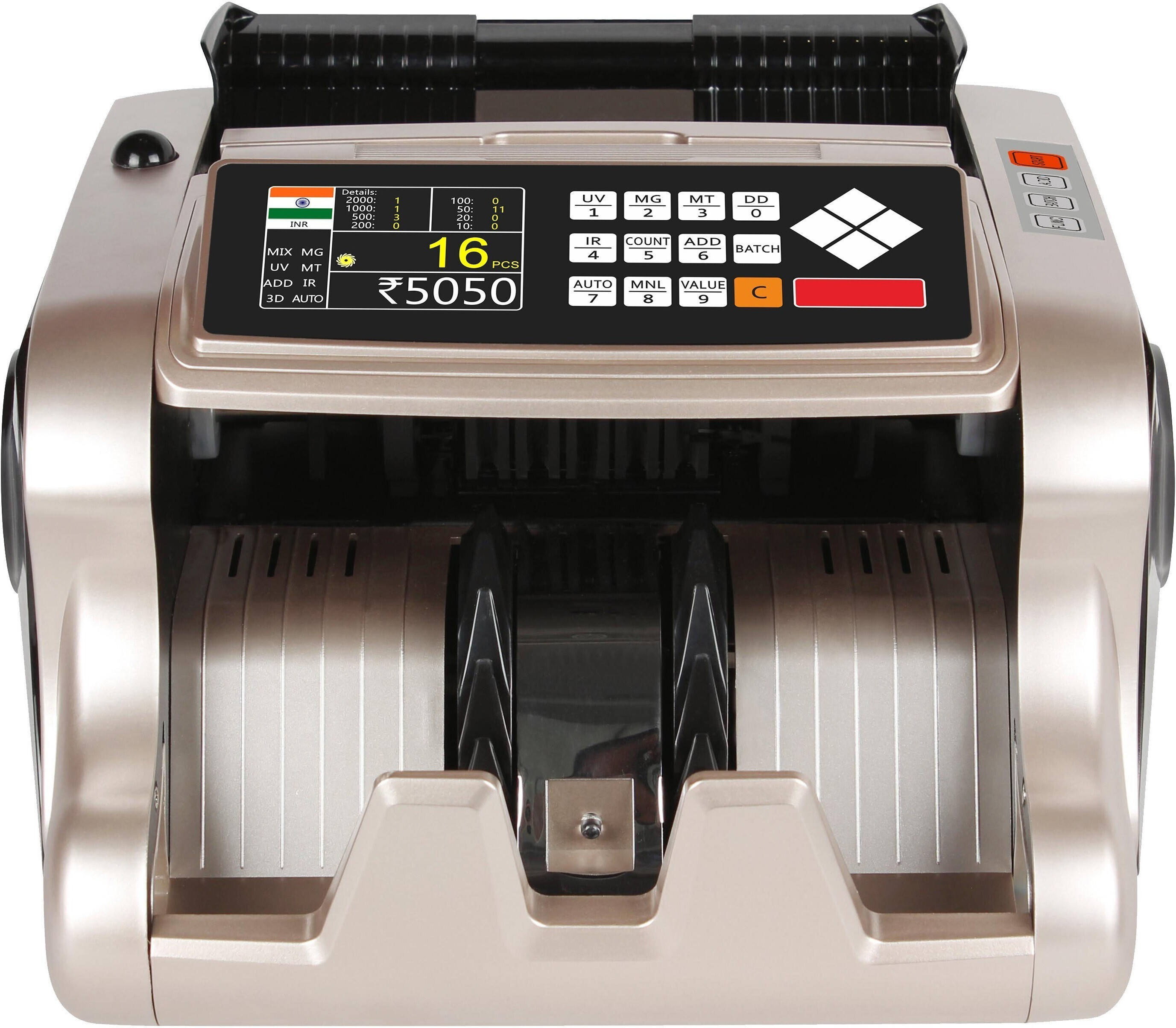 Drop2Kart MixValue Counter -Fast, User-Friendly, UV/MG/MT/IR Sensor with Calculator Note Counting Machine image 1